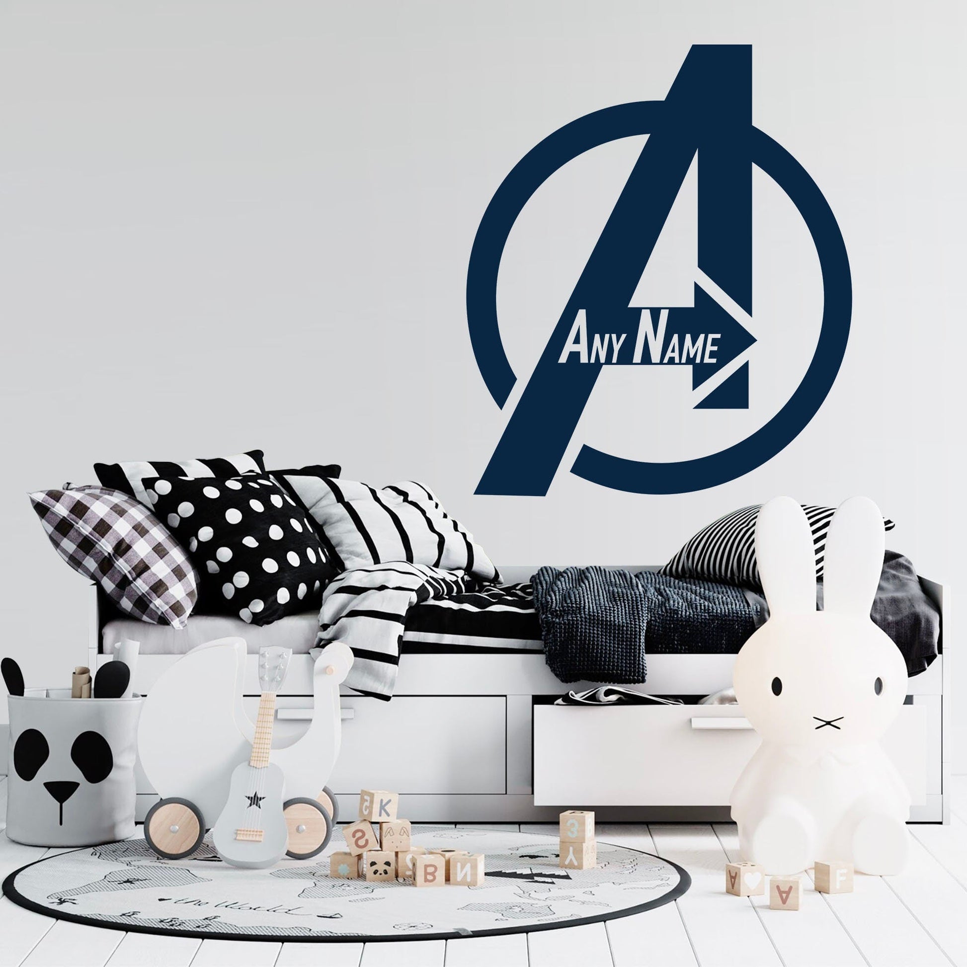 Personalised Name with Avengers LOGO Custom Edition Wall Decal - Boys Room Decoration