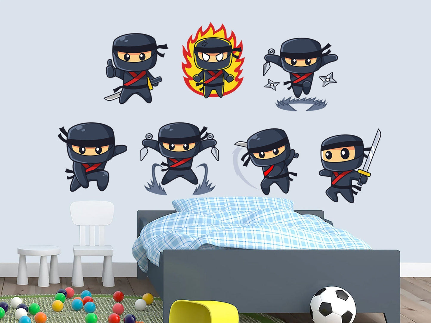 Japanese Cartoon Ninja Smashed Pose Wall Decal - Removable Peel and Stick - BR258