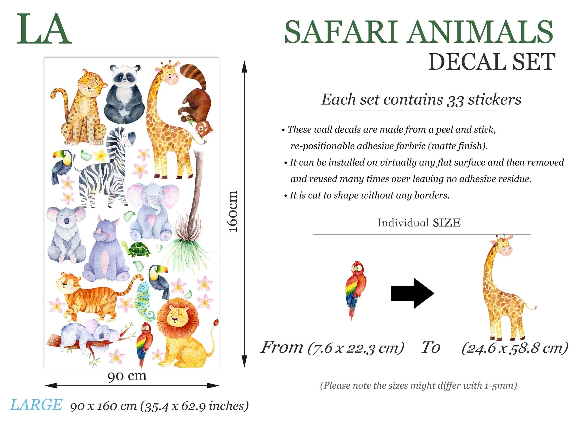 African Savannah Animals Surrounded by Palm Leaves Wall Decal - BR264