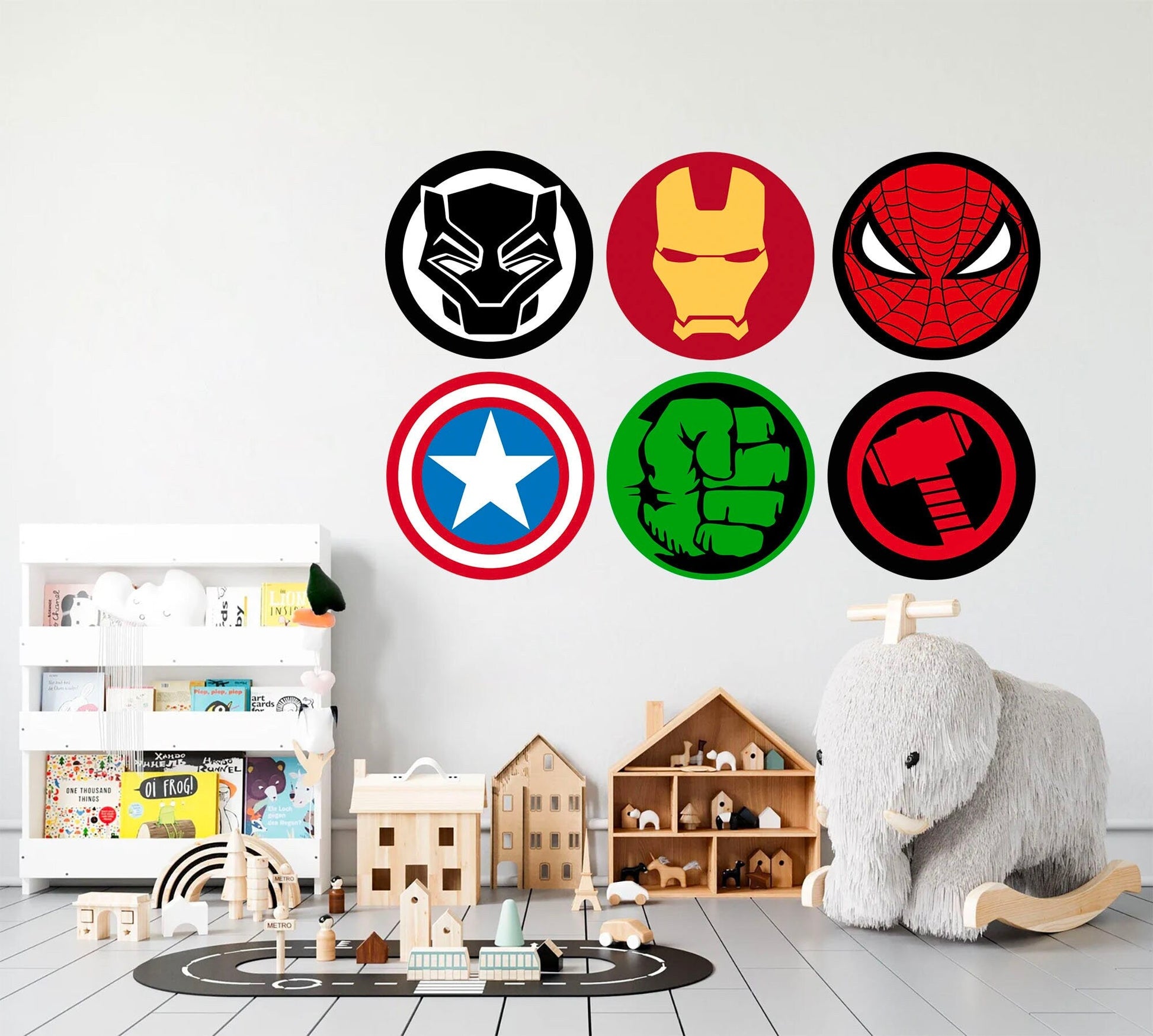 Super heroes Avengers LOGOS Spiderman Ironman Wall Decal - Boy's Room Gift