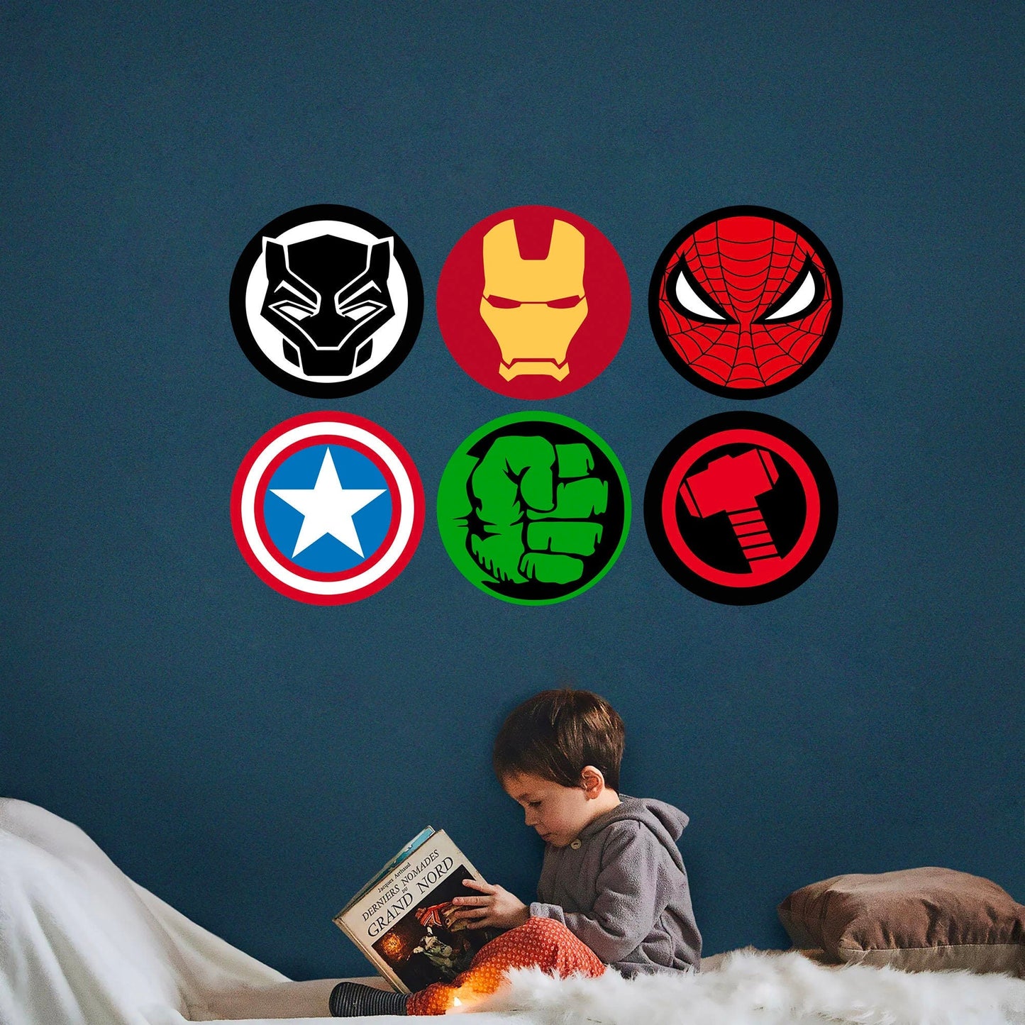Super heroes Avengers LOGOS Spiderman Ironman Wall Decal - Boy's Room Gift