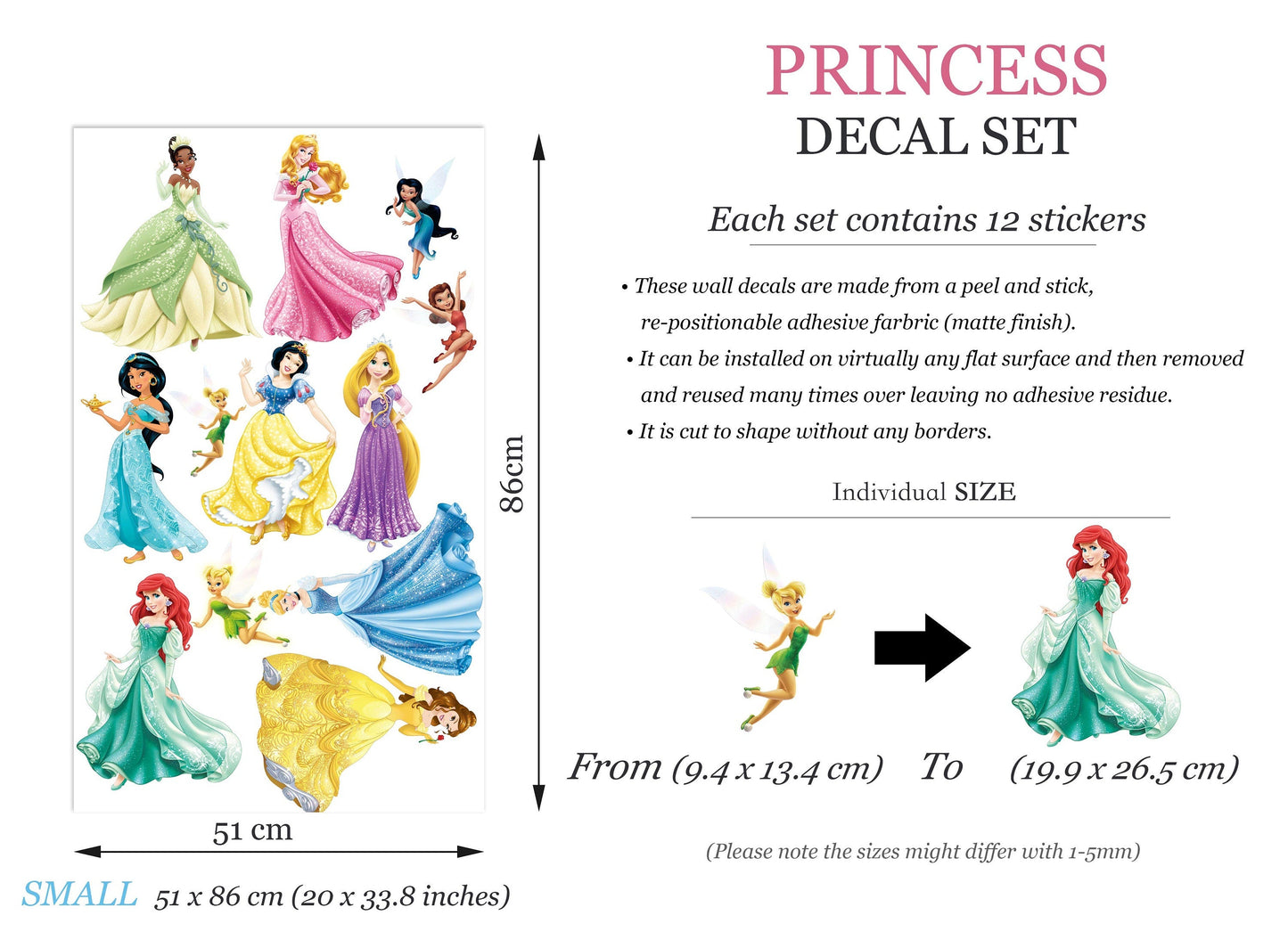 Enchanting Princesses & Fairies Wall Decal Collection - Removable Peel and Stick
