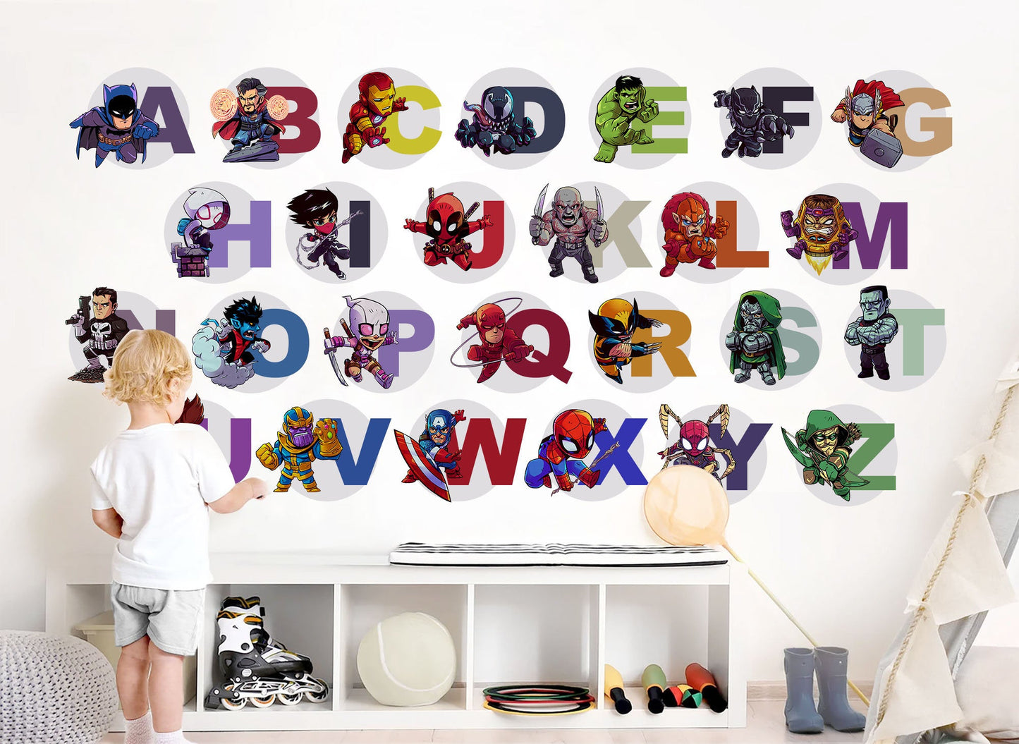 Superhero Avengers Alphabet ABC Capital Letters Squad Wall Decal