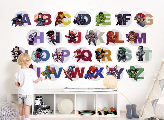 Superhero Avengers Alphabet ABC Capital Letters Squad Wall Decal