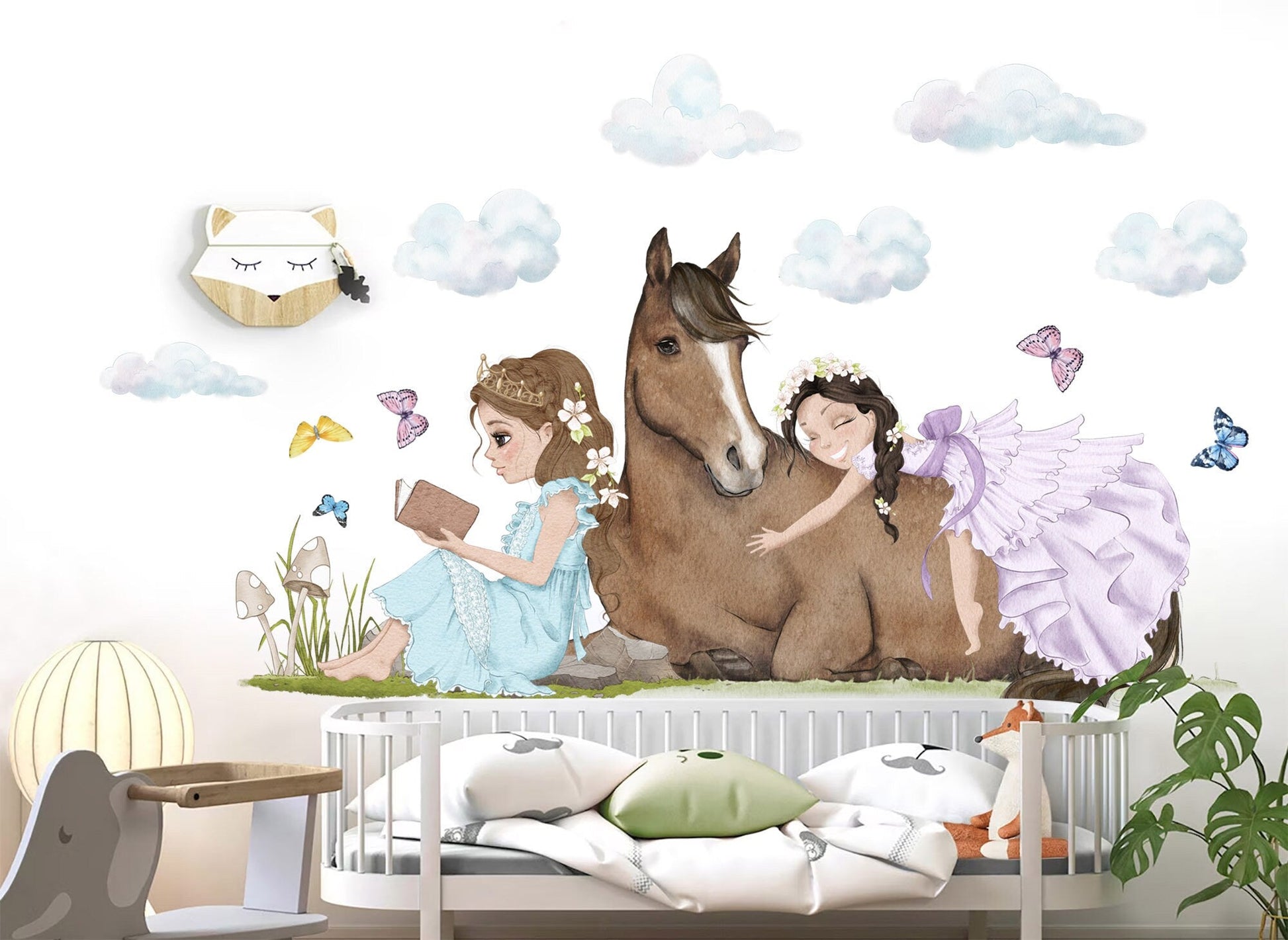 Resting Princesses with Horse Wall Decal - Girls' Room Decor - BR349