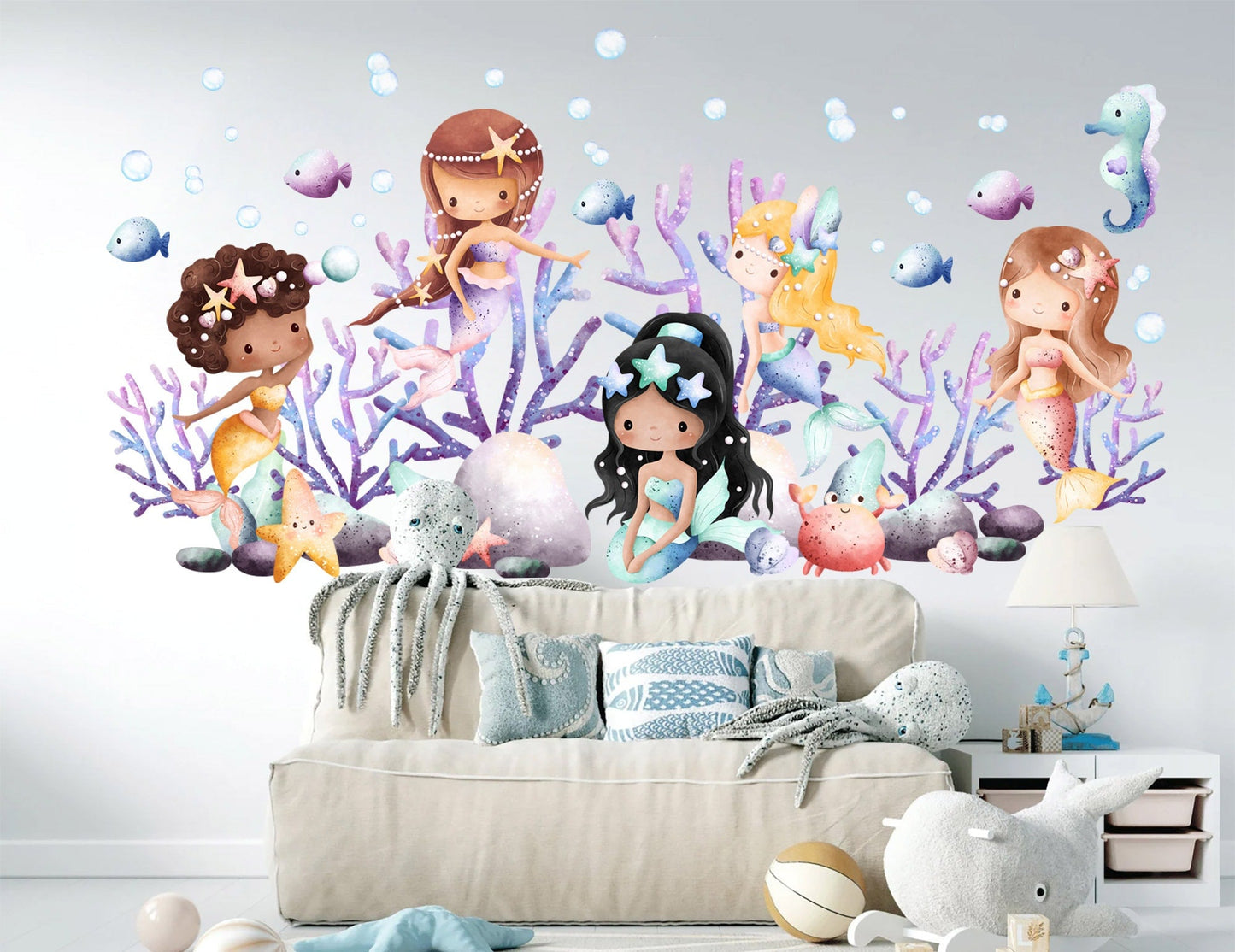 Enchanting Underwater Mermaid World Wall Decal for Girls' Room - BR384