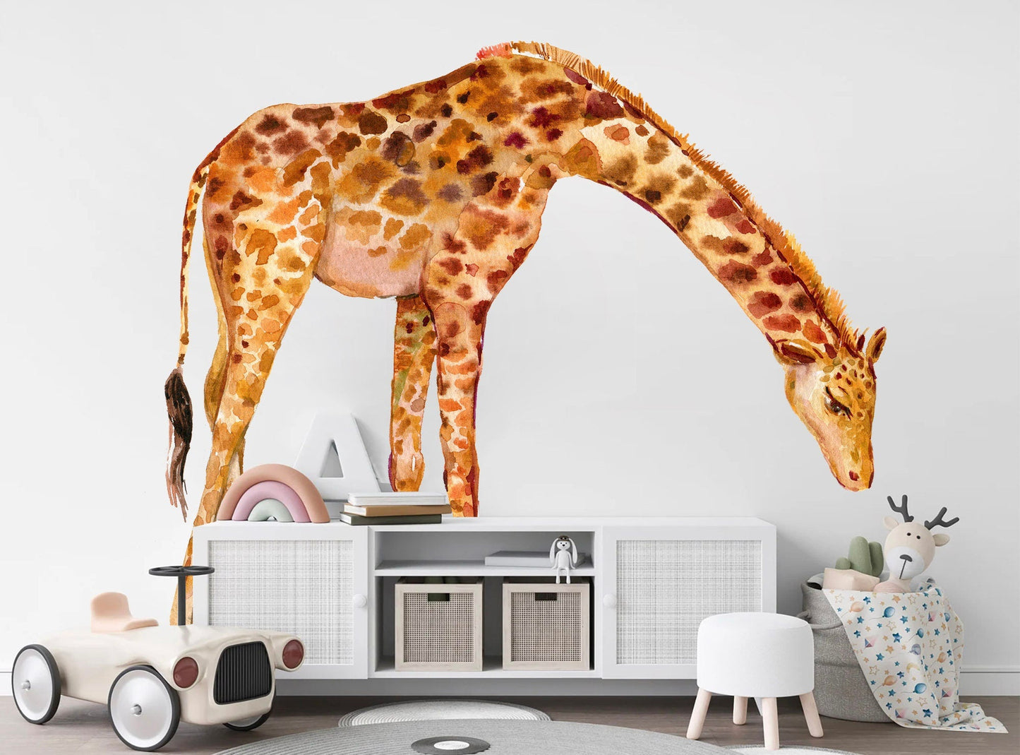 Giraffe Family Wall Decal - Mother Giraffe Adoring Baby Giraffe - BR400