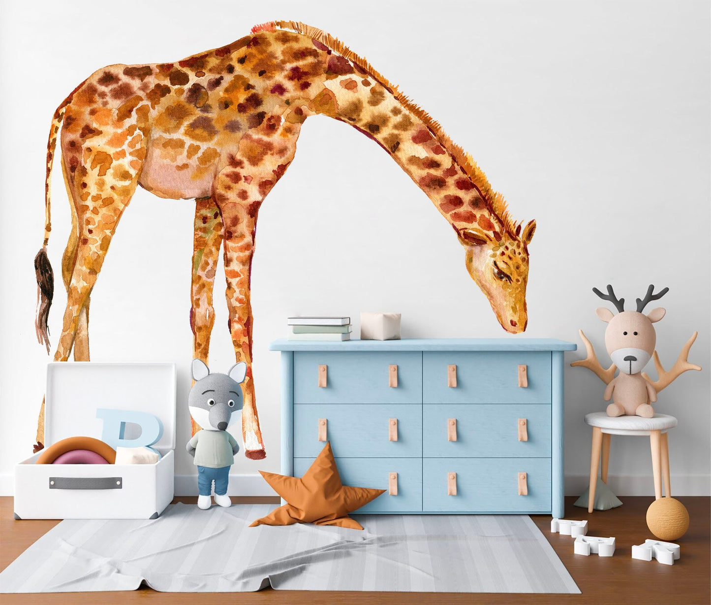 Giraffe Family Wall Decal - Mother Giraffe Adoring Baby Giraffe - BR400