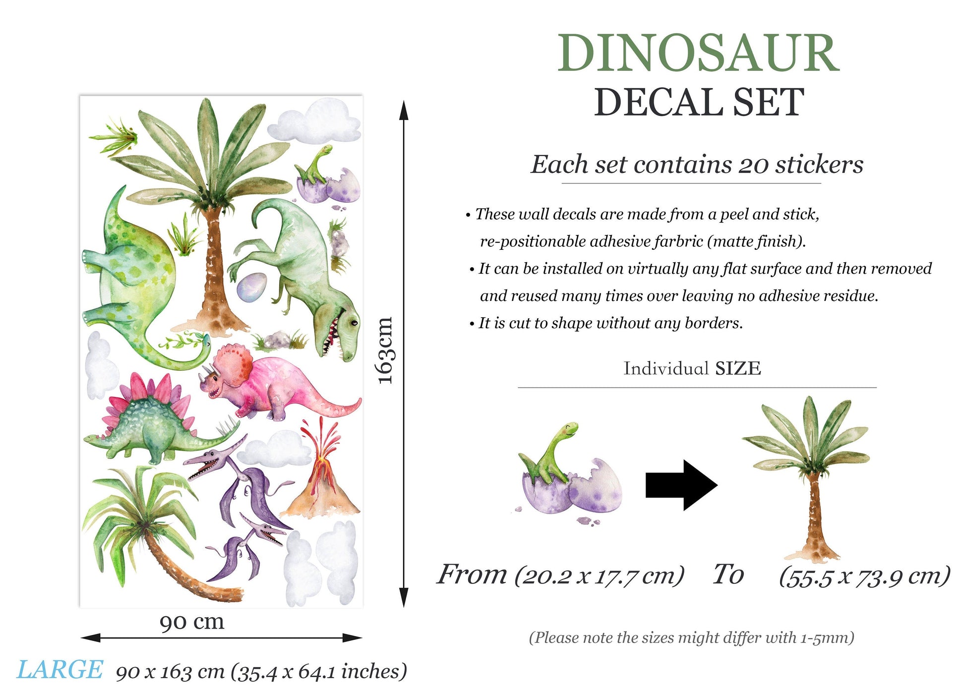 Prehistoric Tyrannosaurus Rex Coconut Tree Dinosaur Paradise Wall Decal - Peel and Stick - BR401