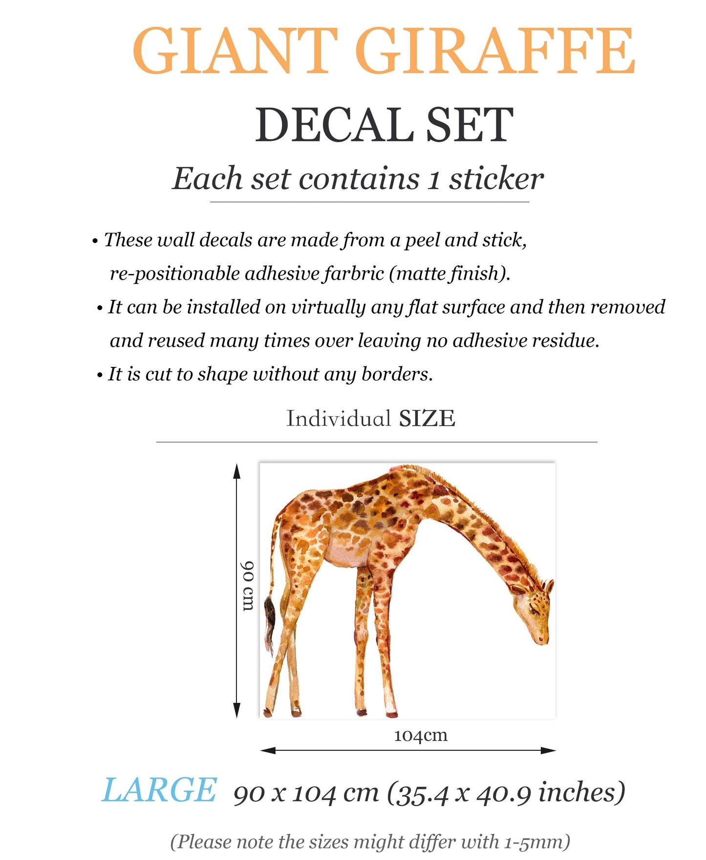Giraffe Family Wall Decal - Mother Giraffe Adoring Baby Giraffe - BR400