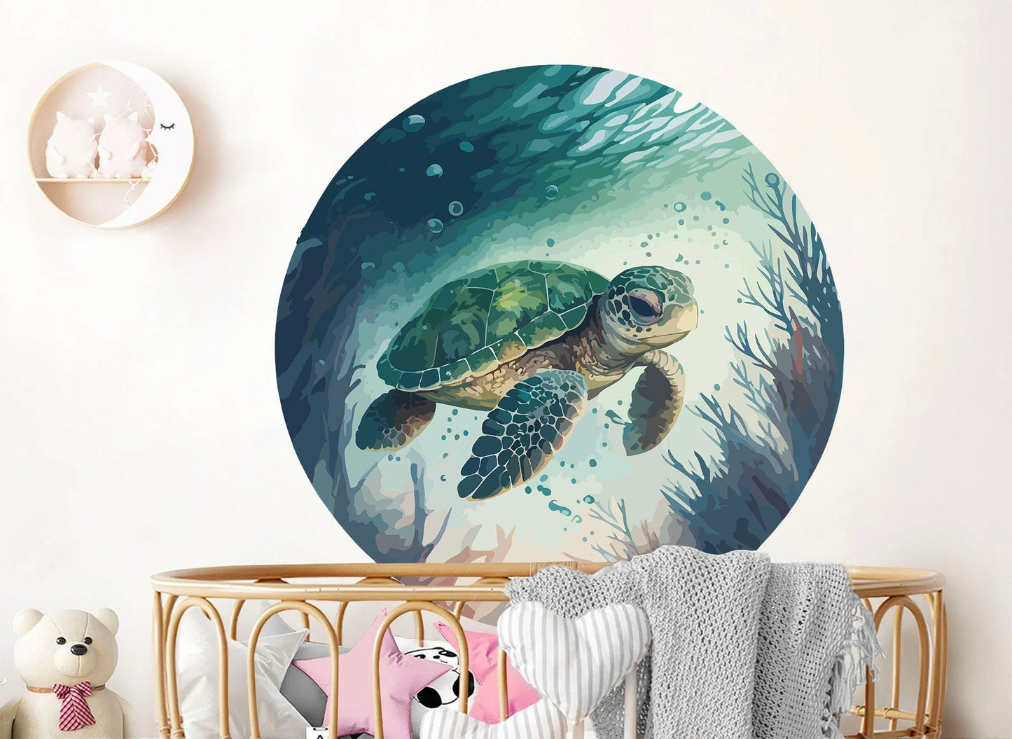 Aquatic World Turtle Wall Decal - Removable Peel and Stick - BR409