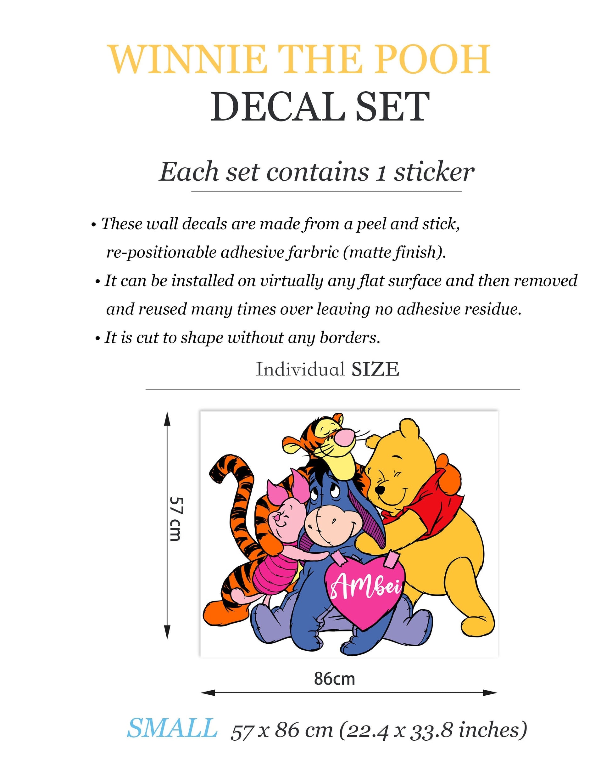 Winnie the Pooh Hugfest: Cartoon Wall Decal for Kids Room