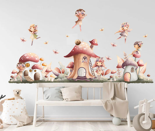 Enchanting Fairy Cottage Wall Decal - Garden Collection Fairy Magic - Girl Room Decor - BR415