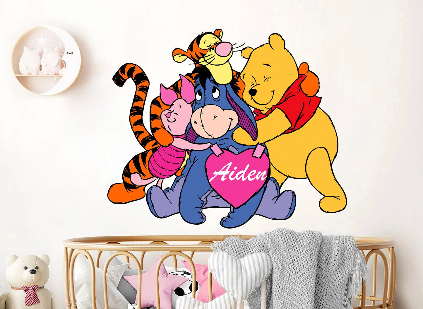Winnie the Pooh Hugfest: Cartoon Wall Decal for Kids Room