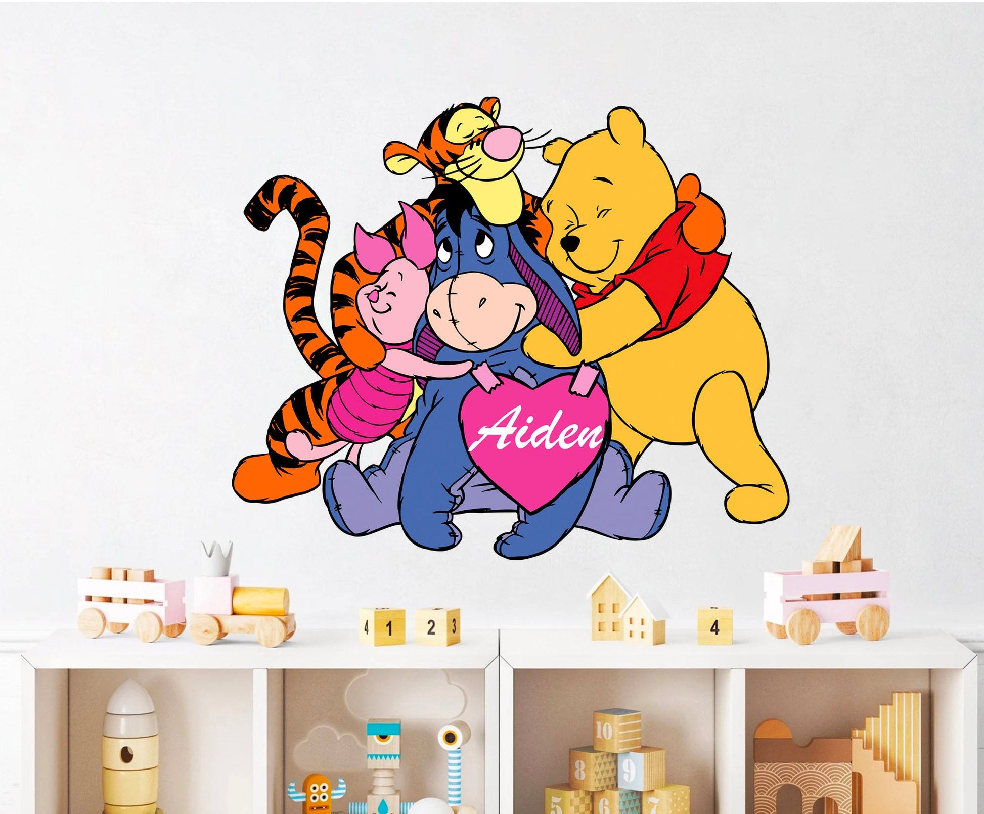Winnie the Pooh Hugfest: Cartoon Wall Decal for Kids Room