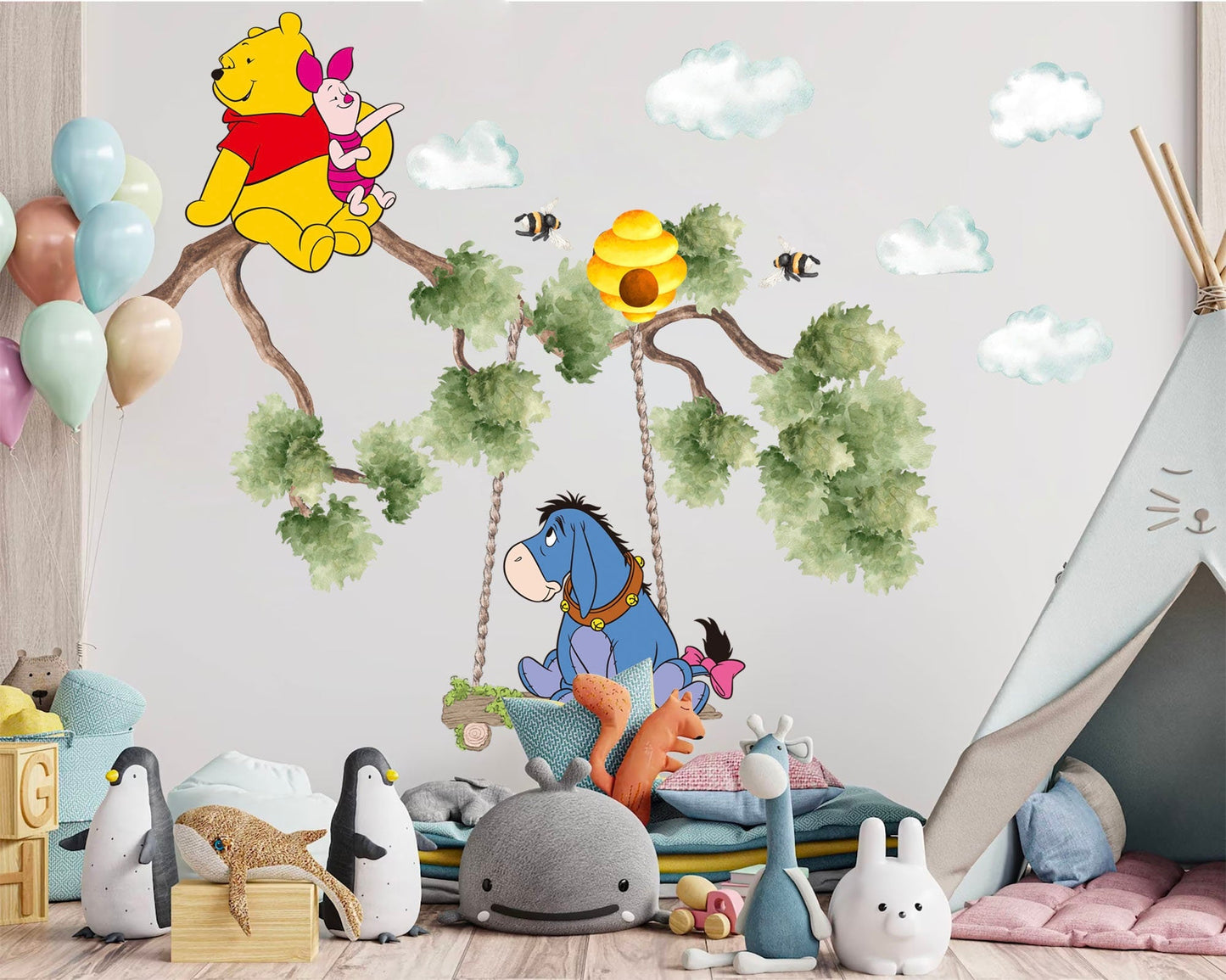 Winnie the Pooh Swing Wall Decal - Girls' Room Decor