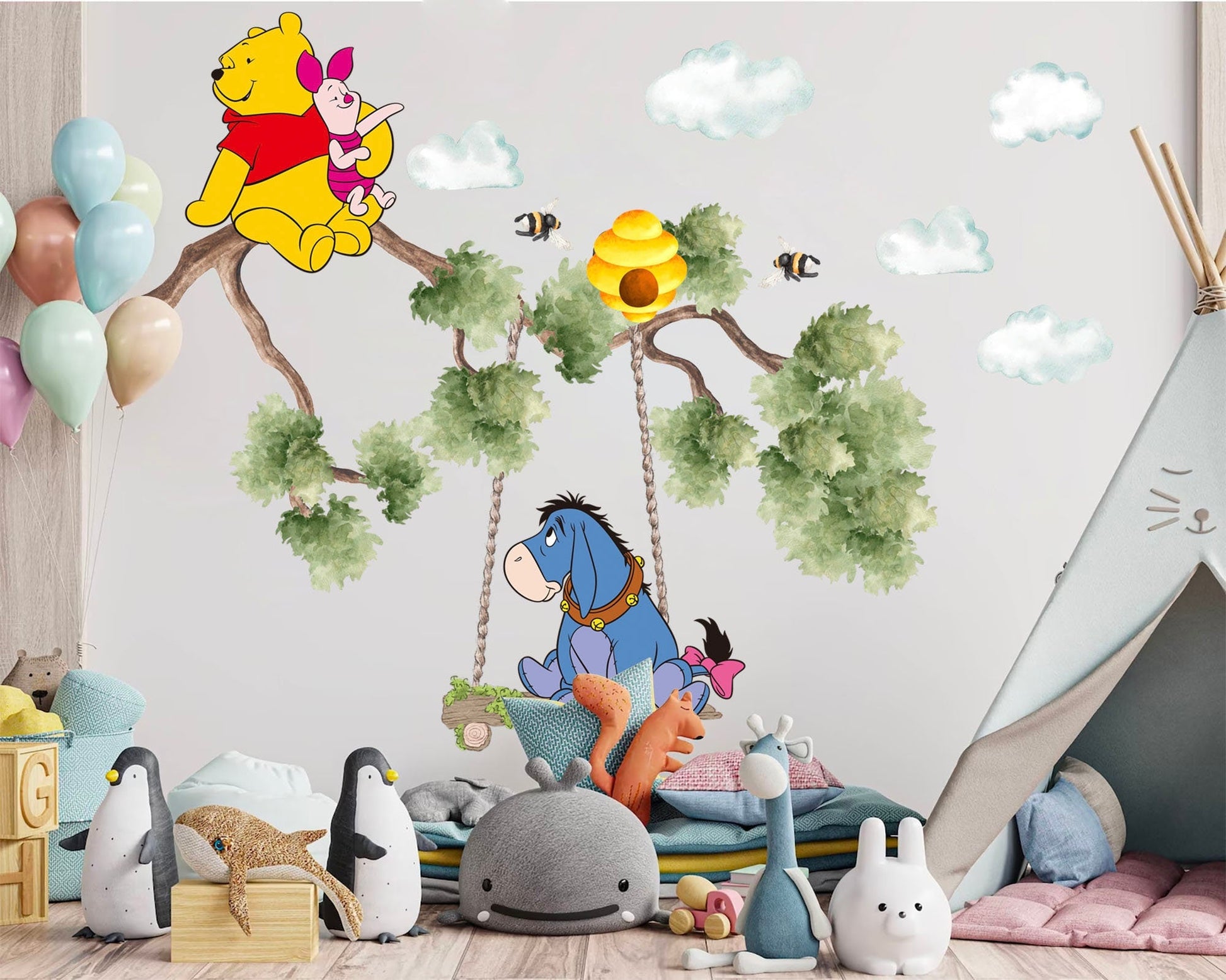 Winnie the Pooh Swing Wall Decal - Girls' Room Decor