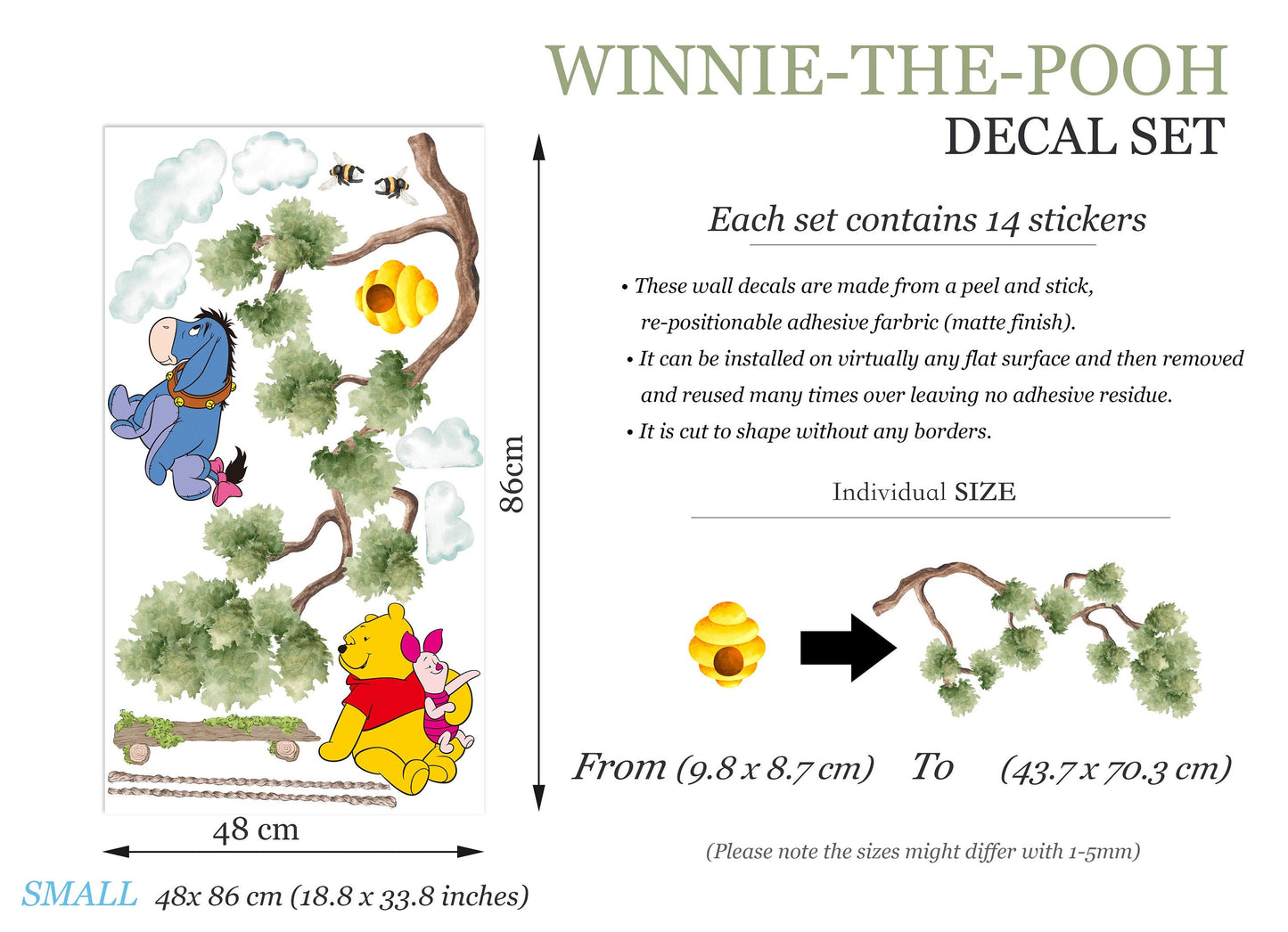 Winnie the Pooh Swing Wall Decal - Girls' Room Decor