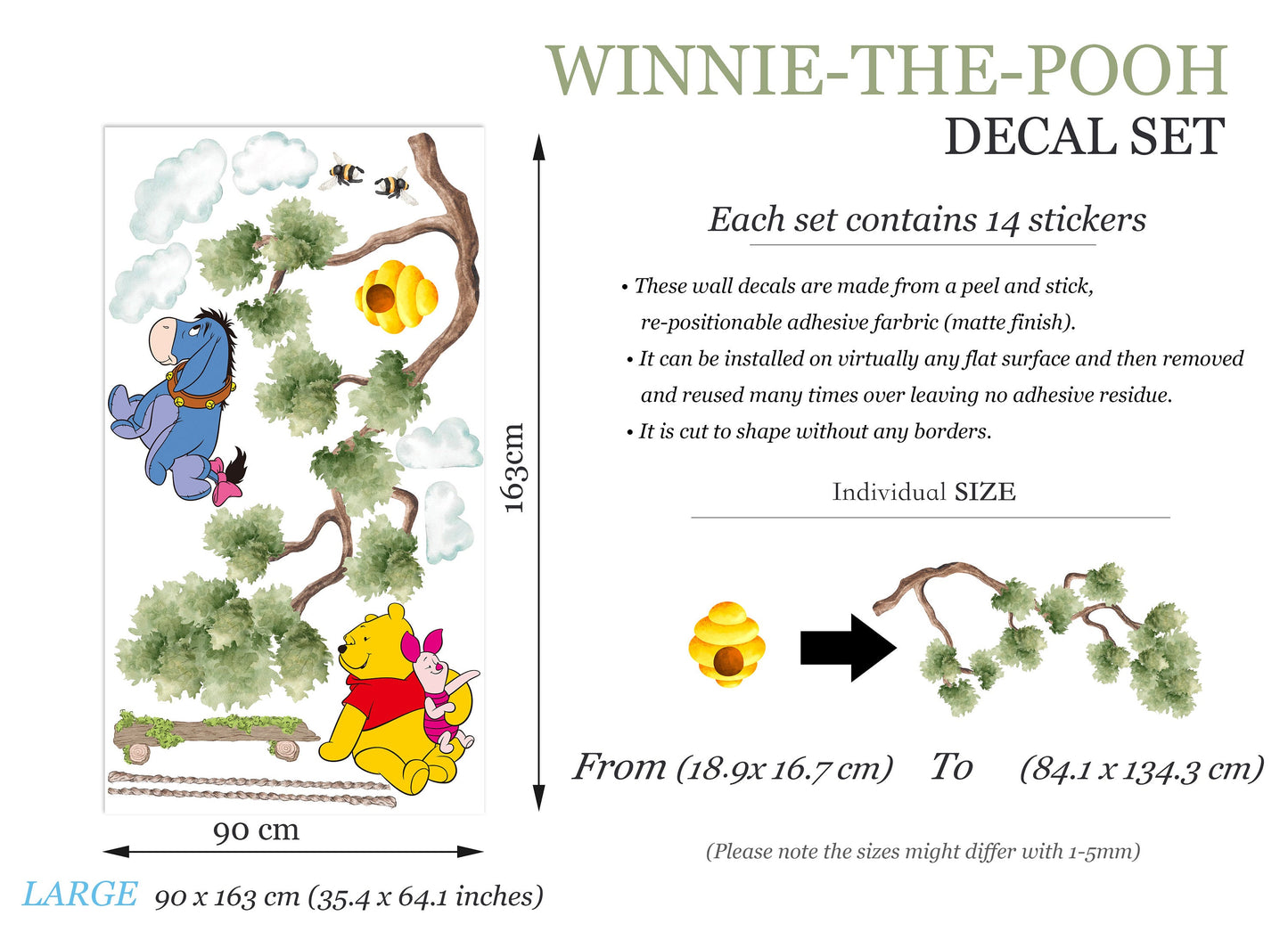 Winnie the Pooh Swing Wall Decal - Girls' Room Decor