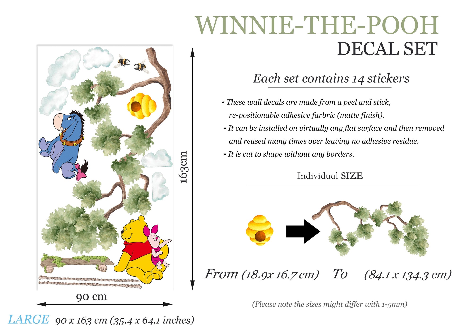 Winnie the Pooh Swing Wall Decal - Girls' Room Decor