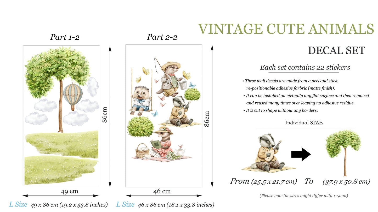 Customizable Name Forest Friends Picnic Wall Decor - Removable Peel and Stick - BR437