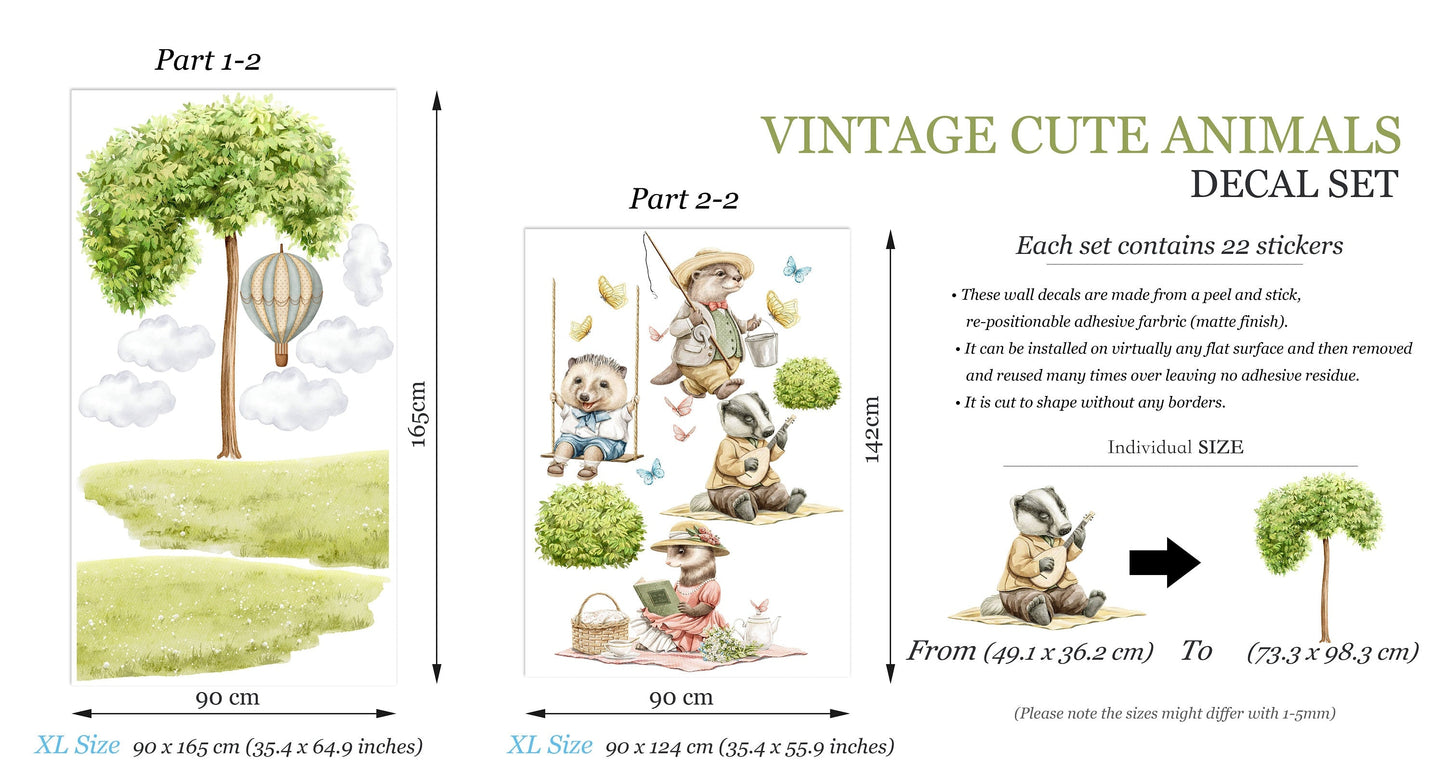Customizable Name Forest Friends Picnic Wall Decor - Removable Peel and Stick - BR437