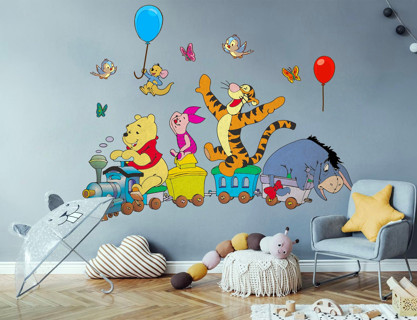 Winnie the Pooh Train Ride Wall Decal - Girls' Room Decor