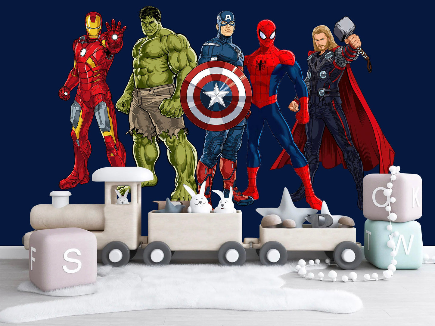 Standing Superhero Avengers Wall Decal - Spiderman Captain America Hulk Iron Man - Boy Bedroom Decor