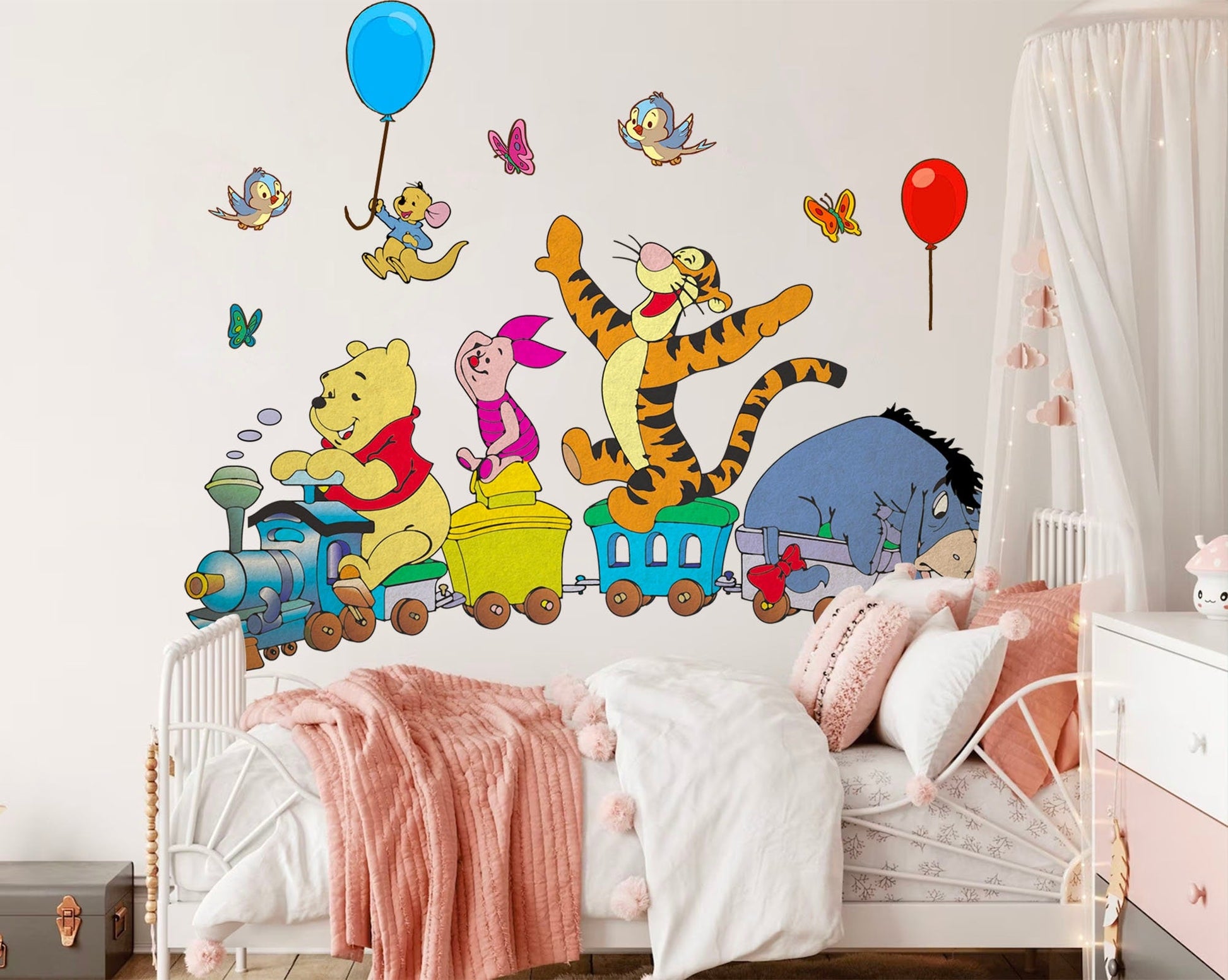 Winnie the Pooh Train Ride Wall Decal - Girls' Room Decor