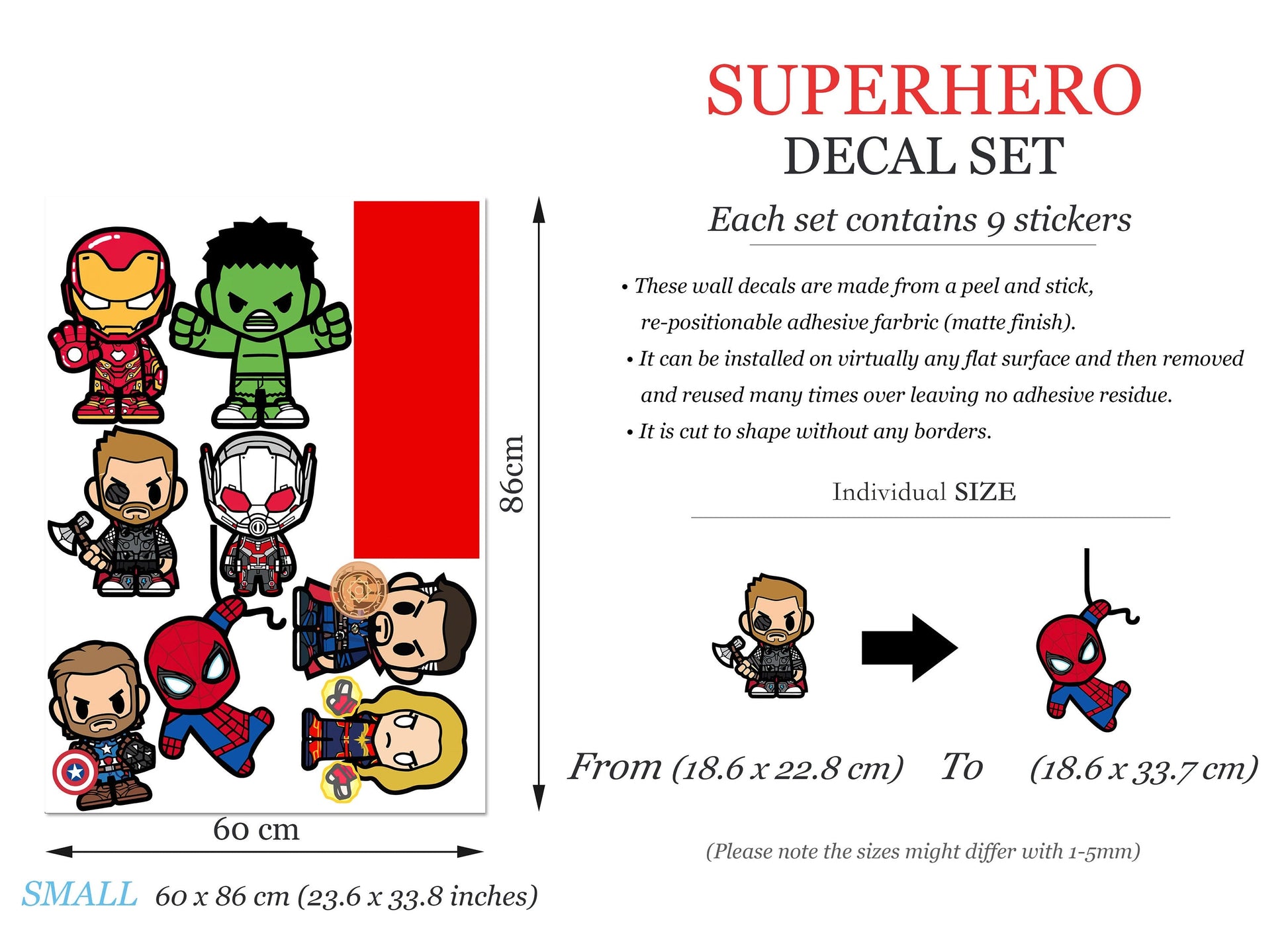Custom Personalized Name with Baby Avengers Superhero Nursery Wall Decal - Hulk Spiderman Iron Man Captain America