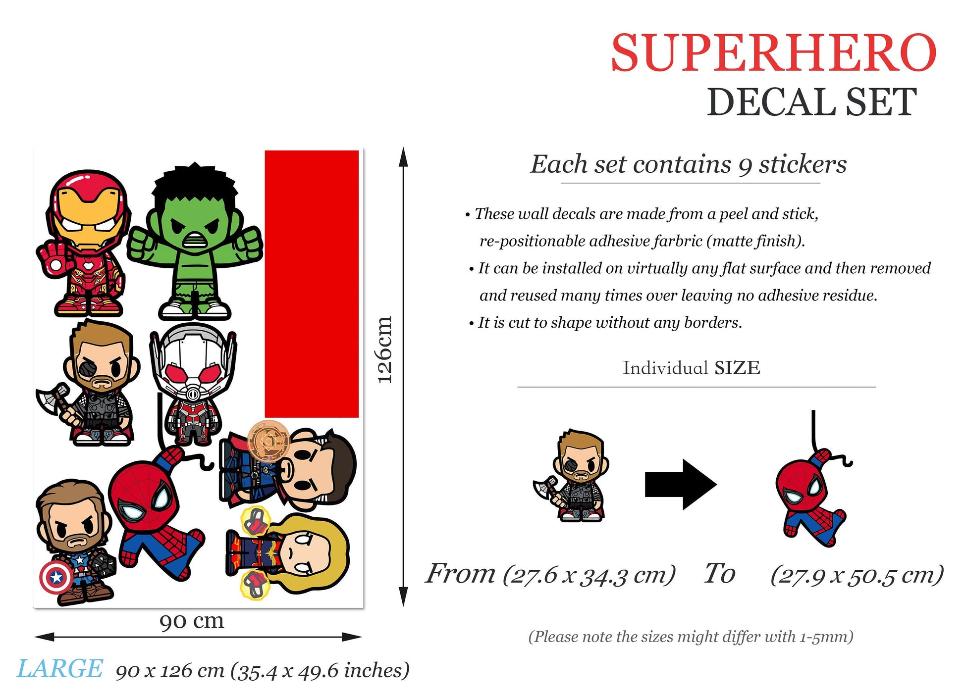 Custom Personalized Name with Baby Avengers Superhero Nursery Wall Decal - Hulk Spiderman Iron Man Captain America