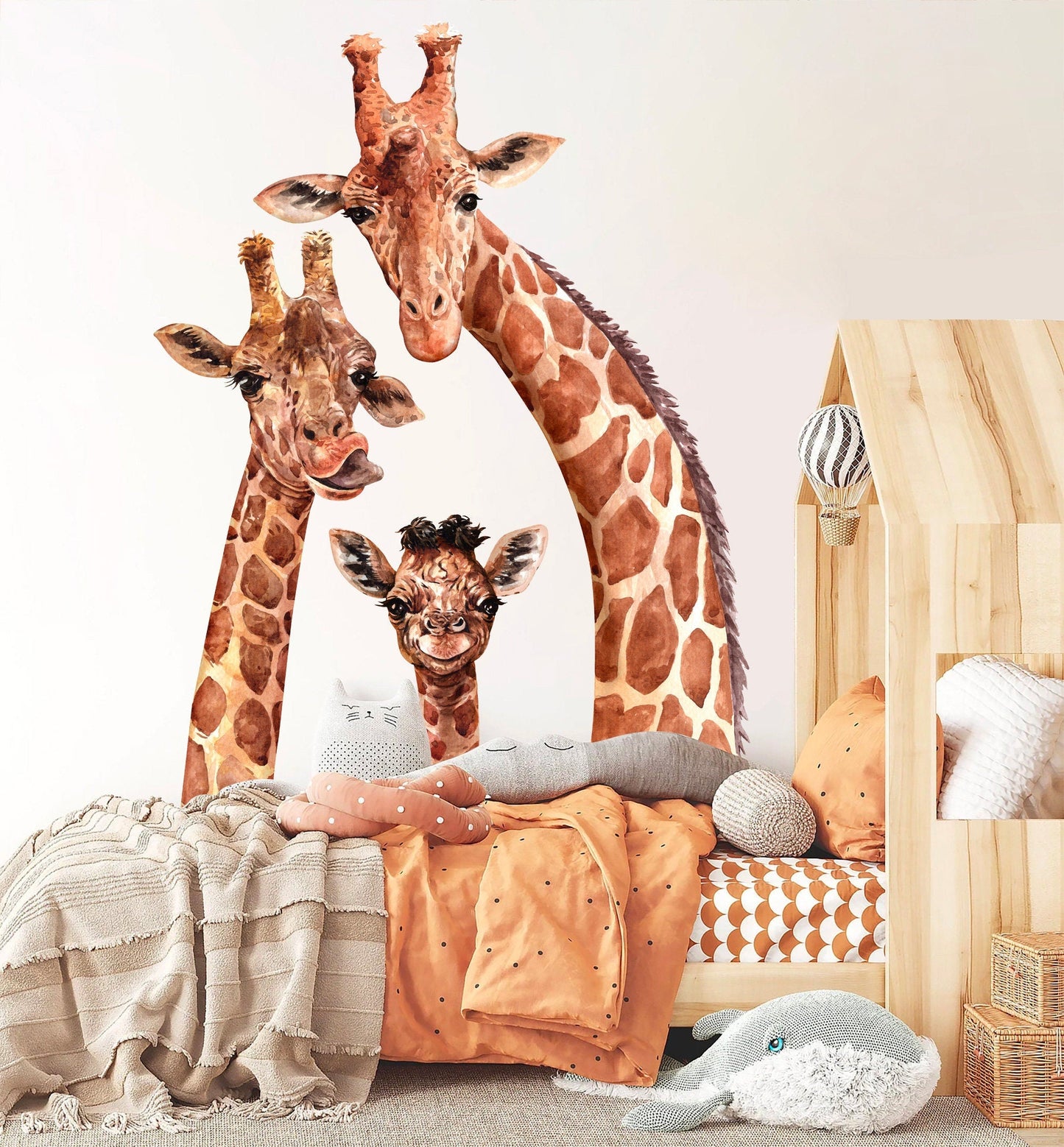 Giraffe Family Wall Decal - Trio of Giraffes - Removable Peel and Stick - BR457