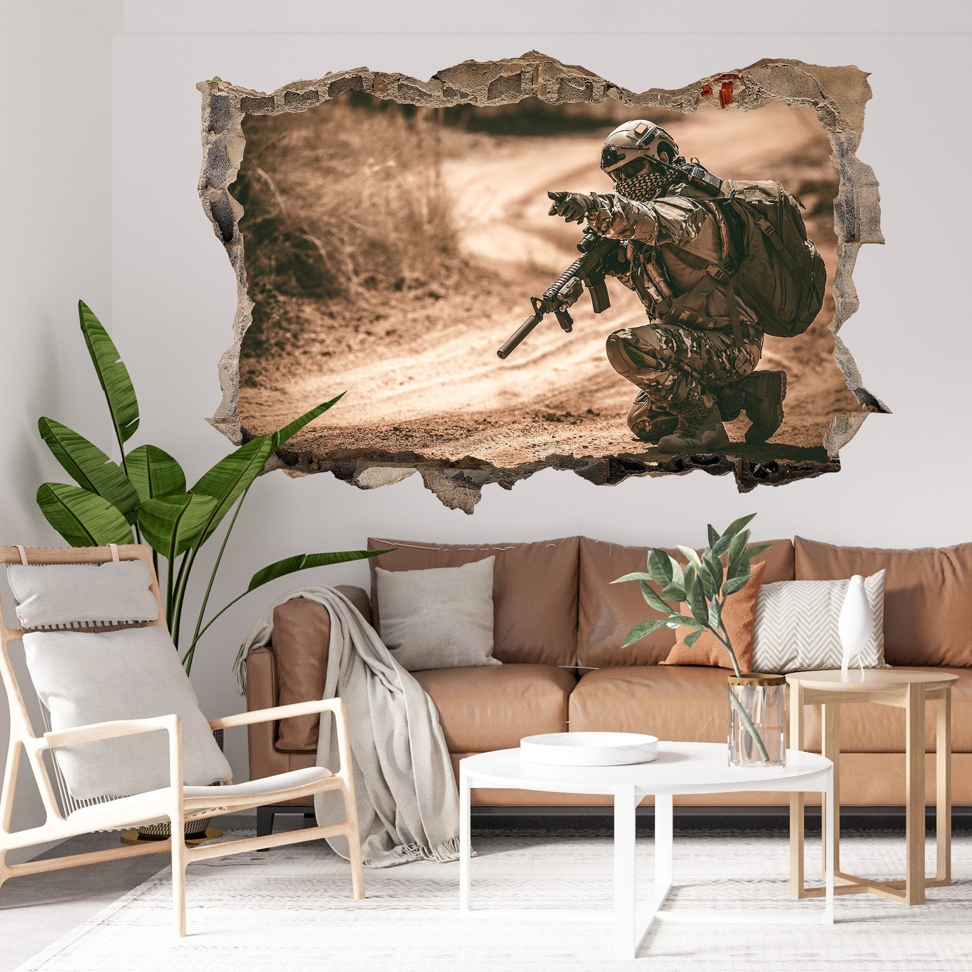 Battlefield Sharpshooter 3D Broken Wall Decal - Boys Room Gift - BW008