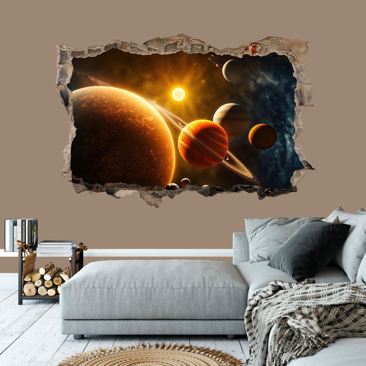 Splendid Solar System 3D Wall Decal - Bursting Beyond the Broken Wall - BW012