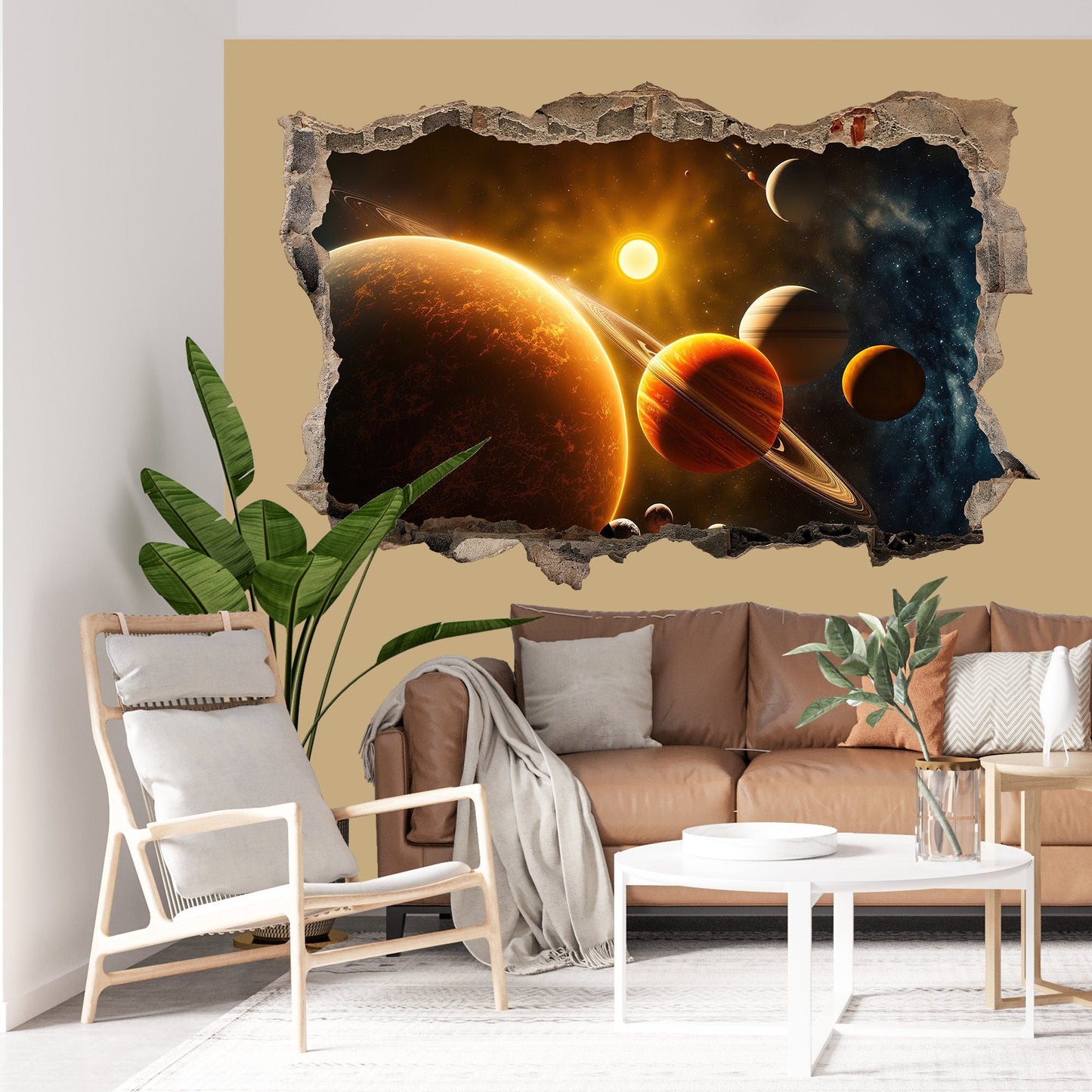 Splendid Solar System 3D Wall Decal - Bursting Beyond the Broken Wall - BW012