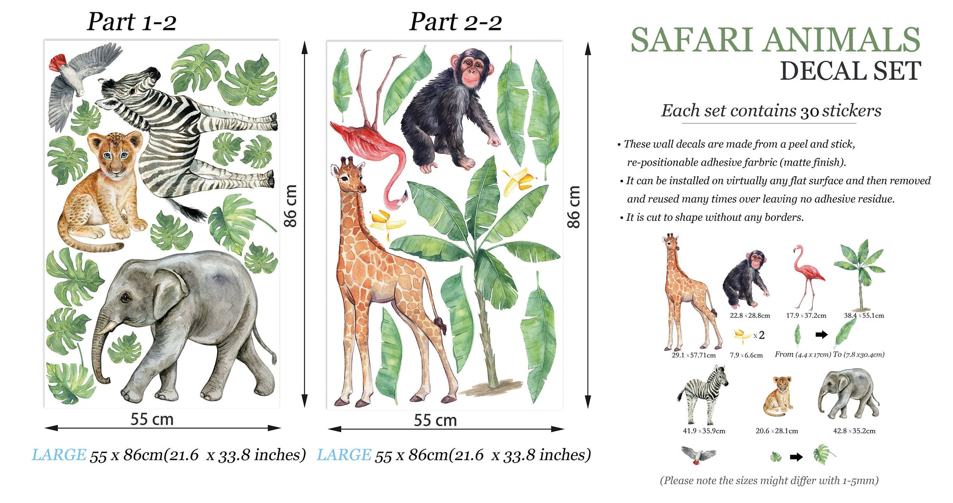 Wildlife Wonders: Vibrant Animal Wall Decals - Embrace the Serengeti at Home! - BR044