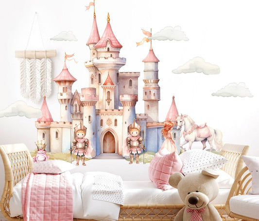 Enchanting Princess Castle Wall Decal Set - Gallant White Horse,Frog Prince - Dreamy Room Decor for Girls - BR468
