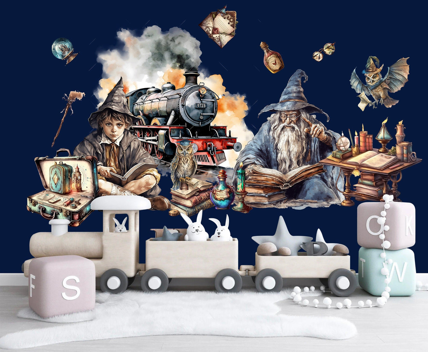 Magical School Train Wizard Decal Stickers - School of Magic Owl Wand Potion