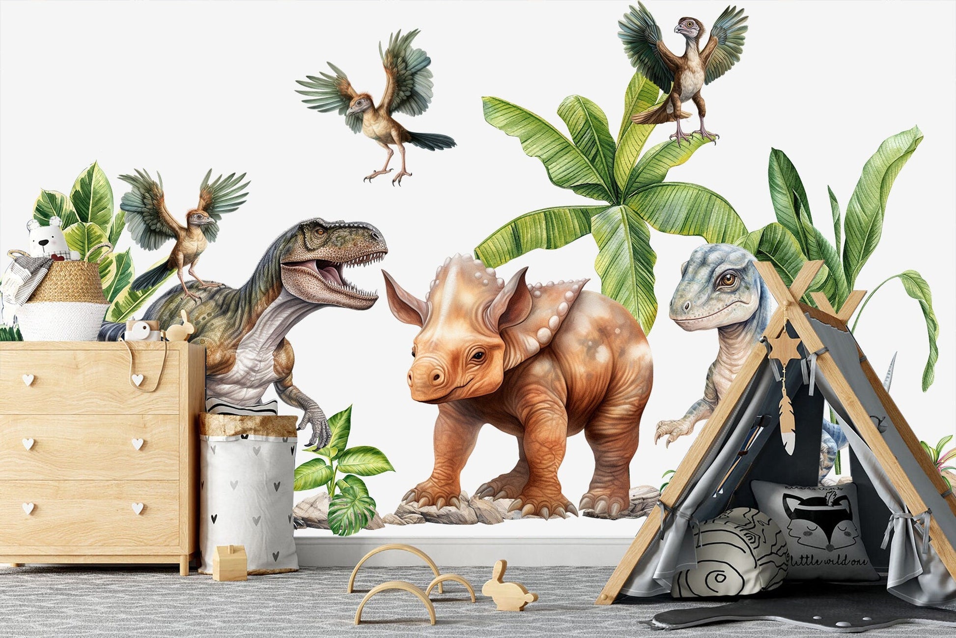 Jurassic Jungle Baby Dinosaur Decal Stickers -Removable Peel and Stick - BR467