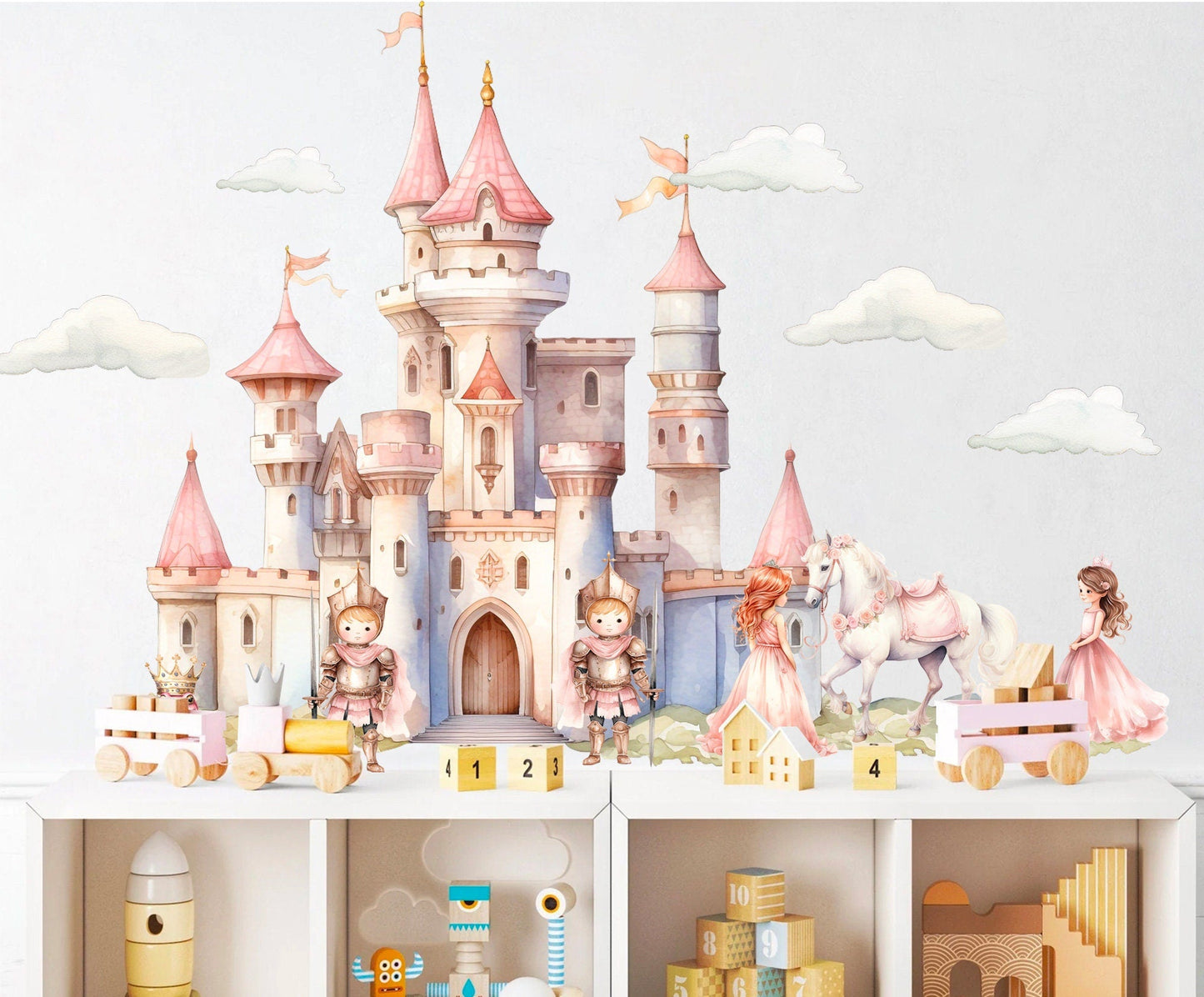 Enchanting Princess Castle Wall Decal Set - Gallant White Horse,Frog Prince - Dreamy Room Decor for Girls - BR468