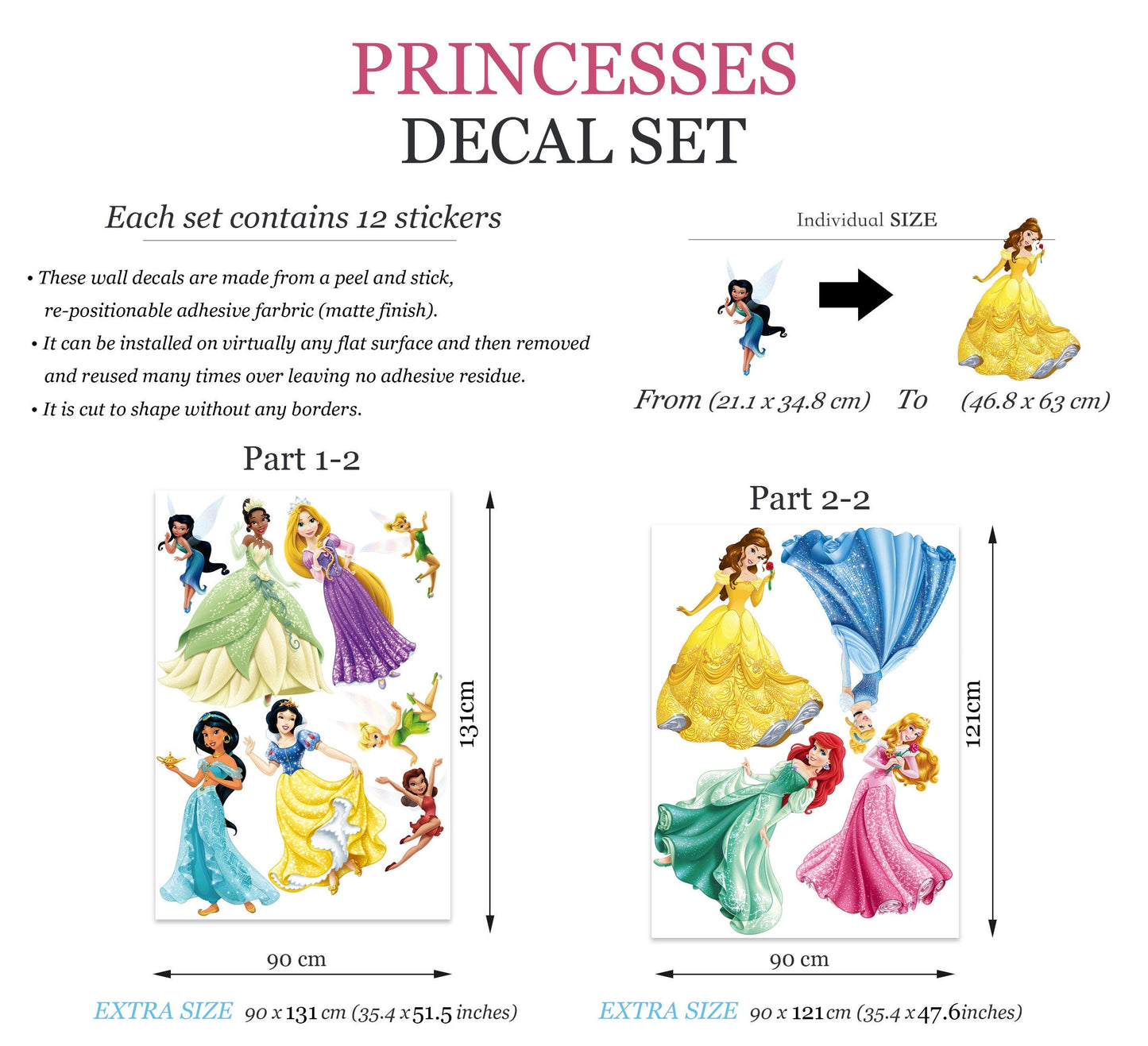 Enchanting Princesses & Fairies Wall Decal Collection - Removable Peel and Stick