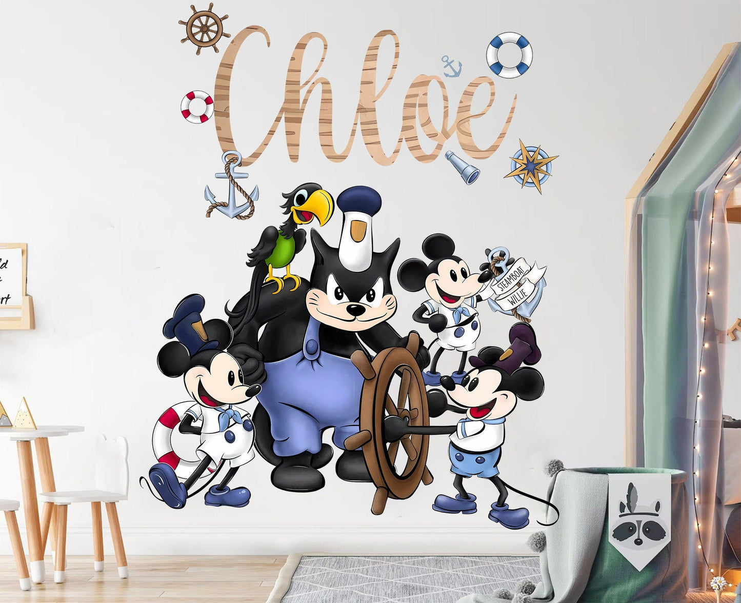 Steamboat Willie Friends Removable Wall Decal - Boys Room Gift