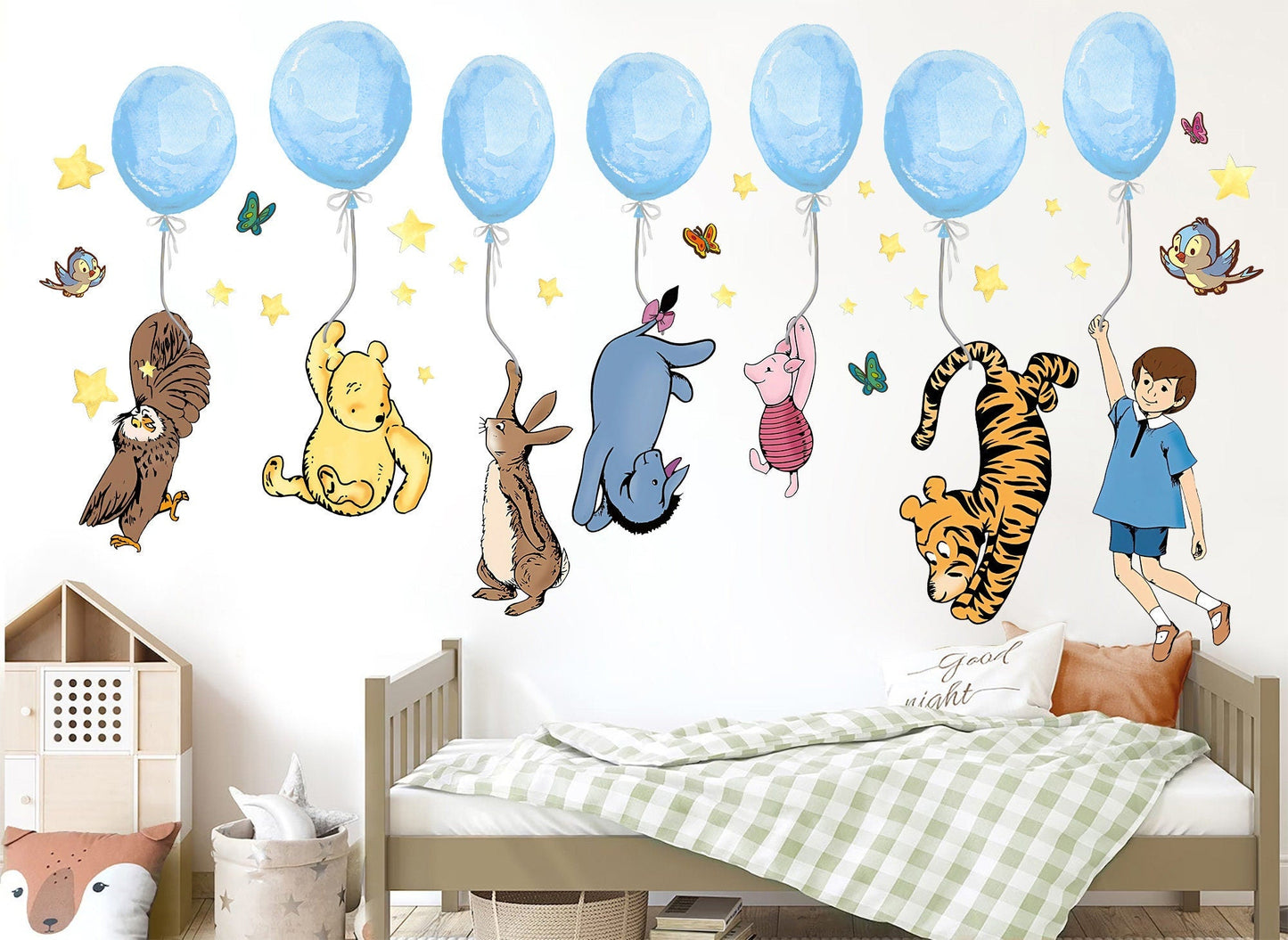 Winnie the Pooh Ballon Nursery Wall Decal - Watercolour Balloon Nursery Decor
