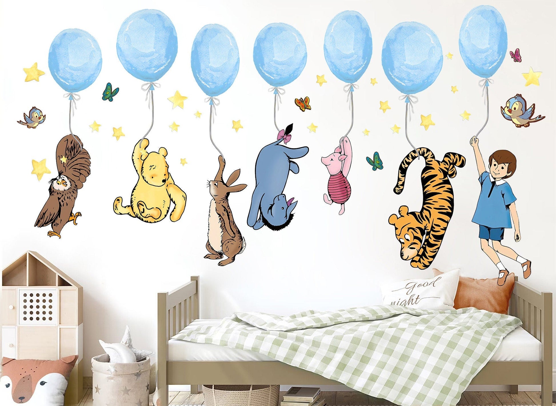Winnie the Pooh Ballon Nursery Wall Decal - Watercolour Balloon Nursery Decor