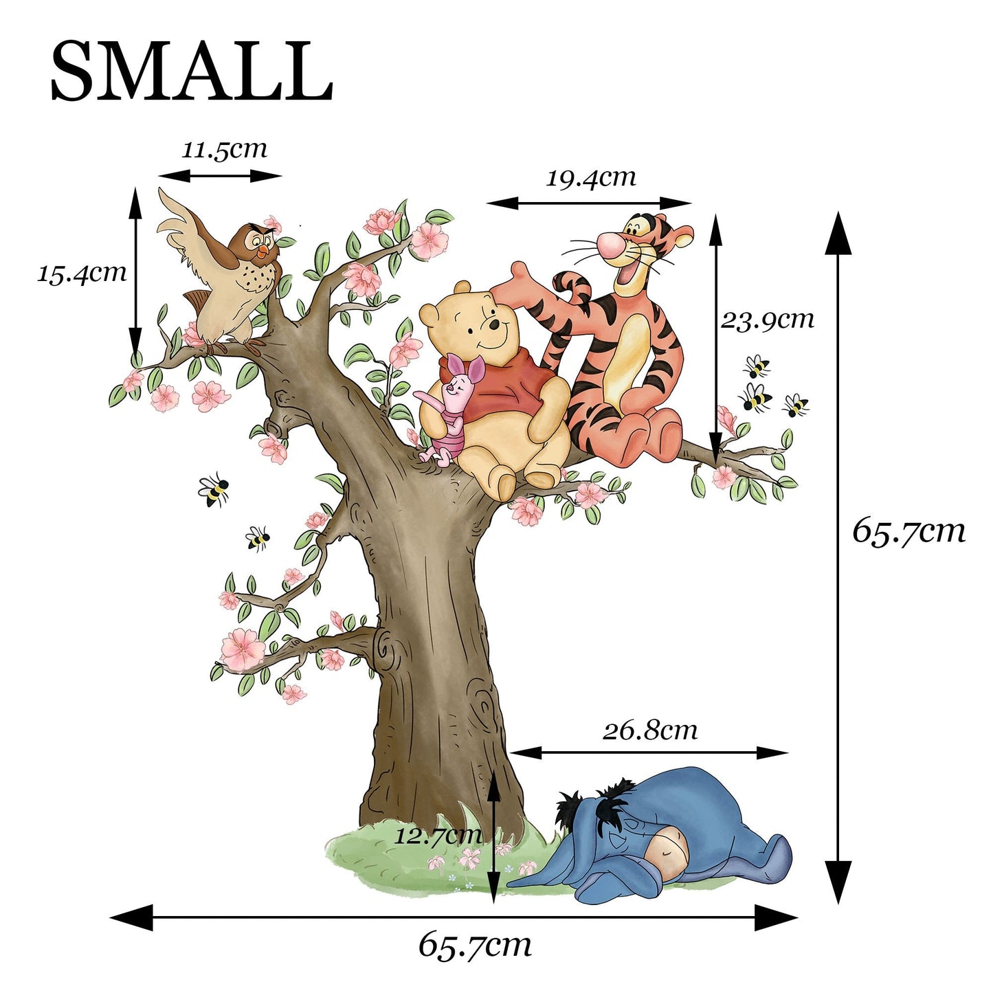 Watercolour Winnie The Pooh And Friends Playing On Tree Giant Wall Decal Sticker - Wall Decal for Nursery