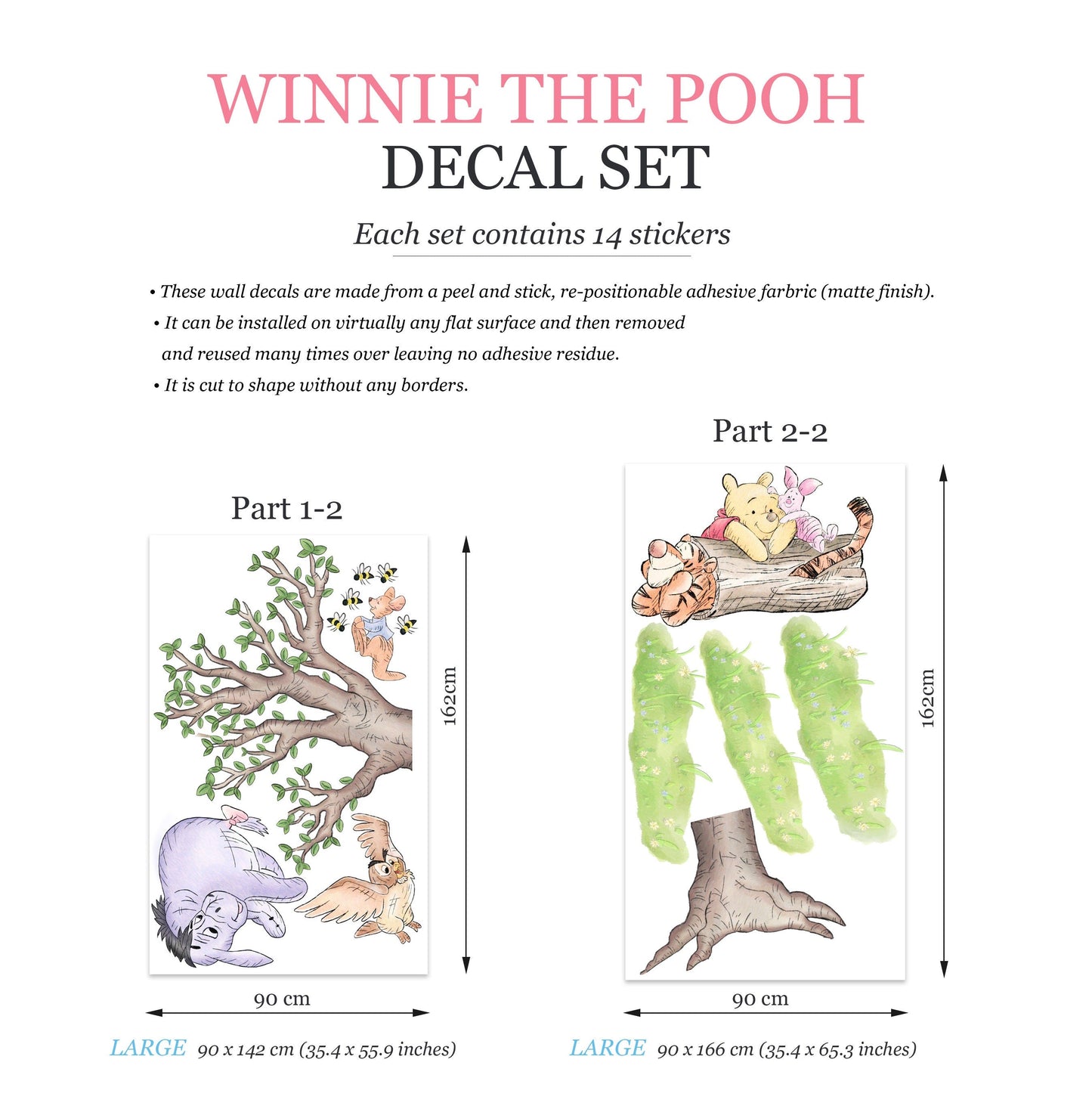 Watercolour Vintage Winnie and Friends Wall Decal Sticker - Wall Decal for Nursery
