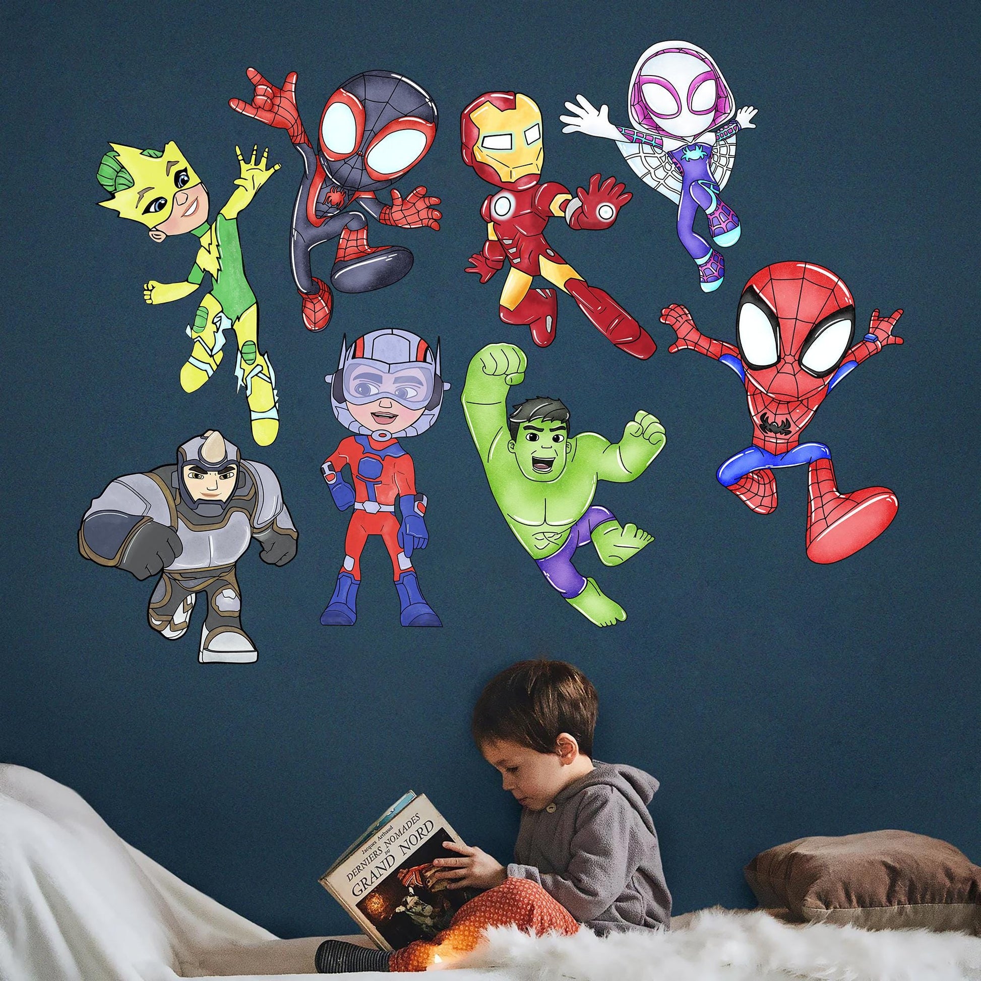 Spidey and his Amazing Friends Hulk Spiderman Thor Panther Wall Decal - Boys Room Decoration