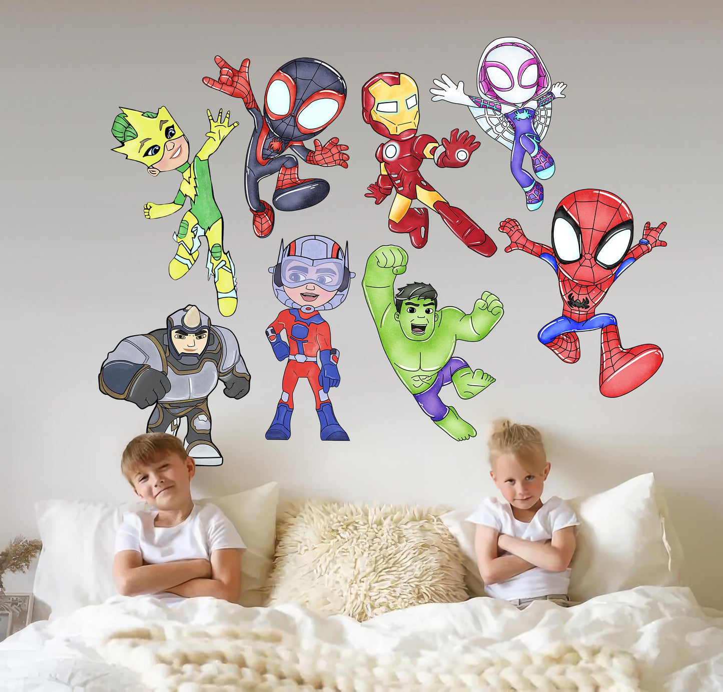Spidey and his Amazing Friends Hulk Spiderman Thor Panther Wall Decal - Boys Room Decoration