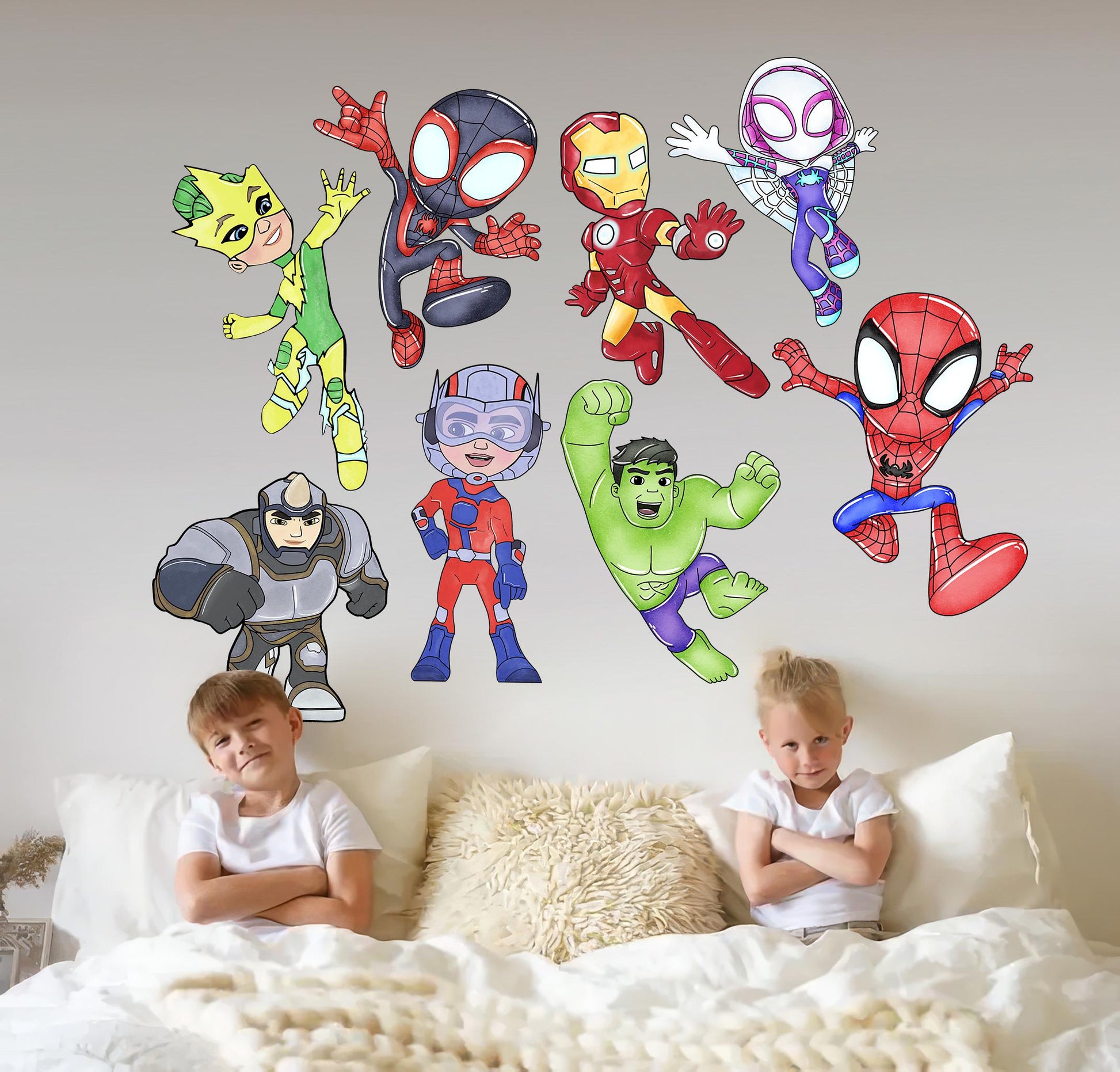 Spidey and his Amazing Friends Hulk Spiderman Thor Panther Wall Decal - Boys Room Decoration
