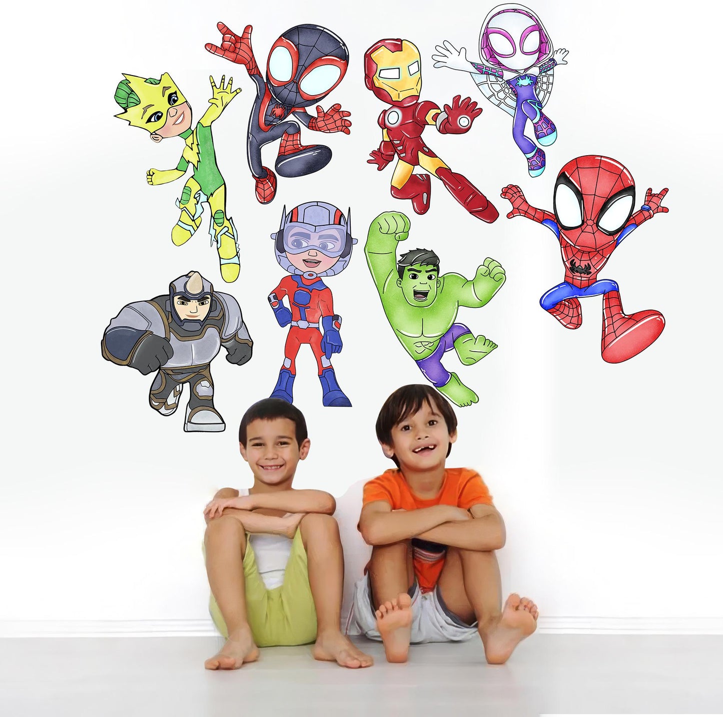 Spidey and his Amazing Friends Hulk Spiderman Thor Panther Wall Decal - Boys Room Decoration
